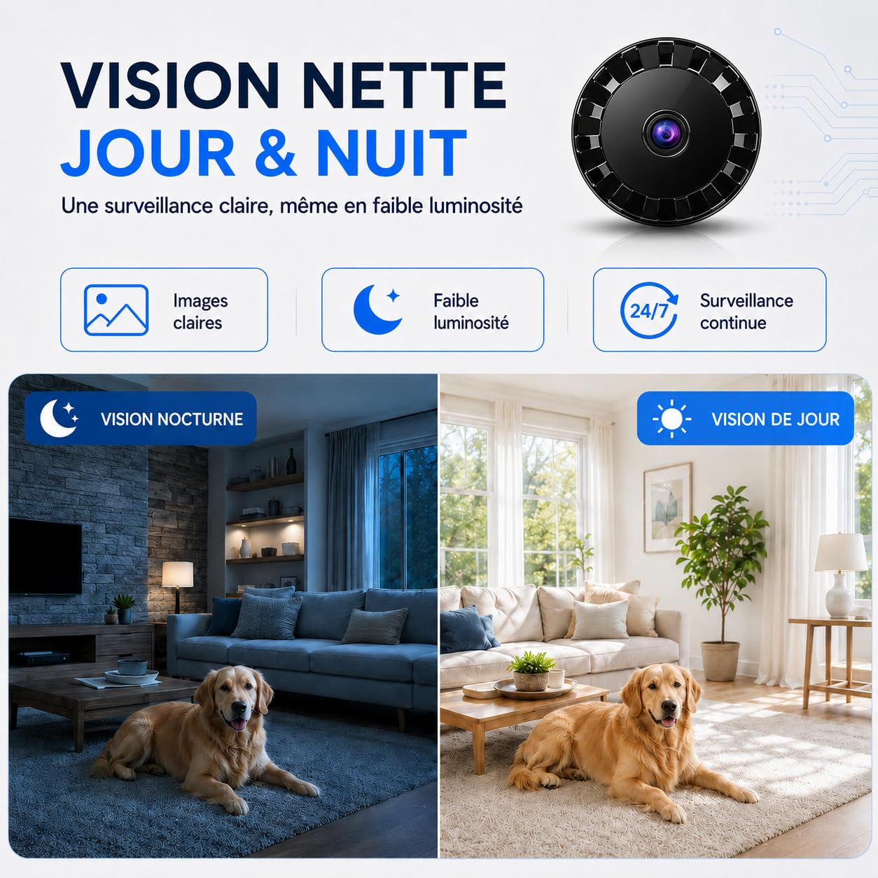 2026 Surveillance Mini Caméra Espion sans Fil , Caméra de sécurité WiFi HD 1080P avec Vision Nocturne intérieur/extérieur pour bébé, Animal de Compagnie, Compatible Smartphone (Black, Mini 4 pièce)