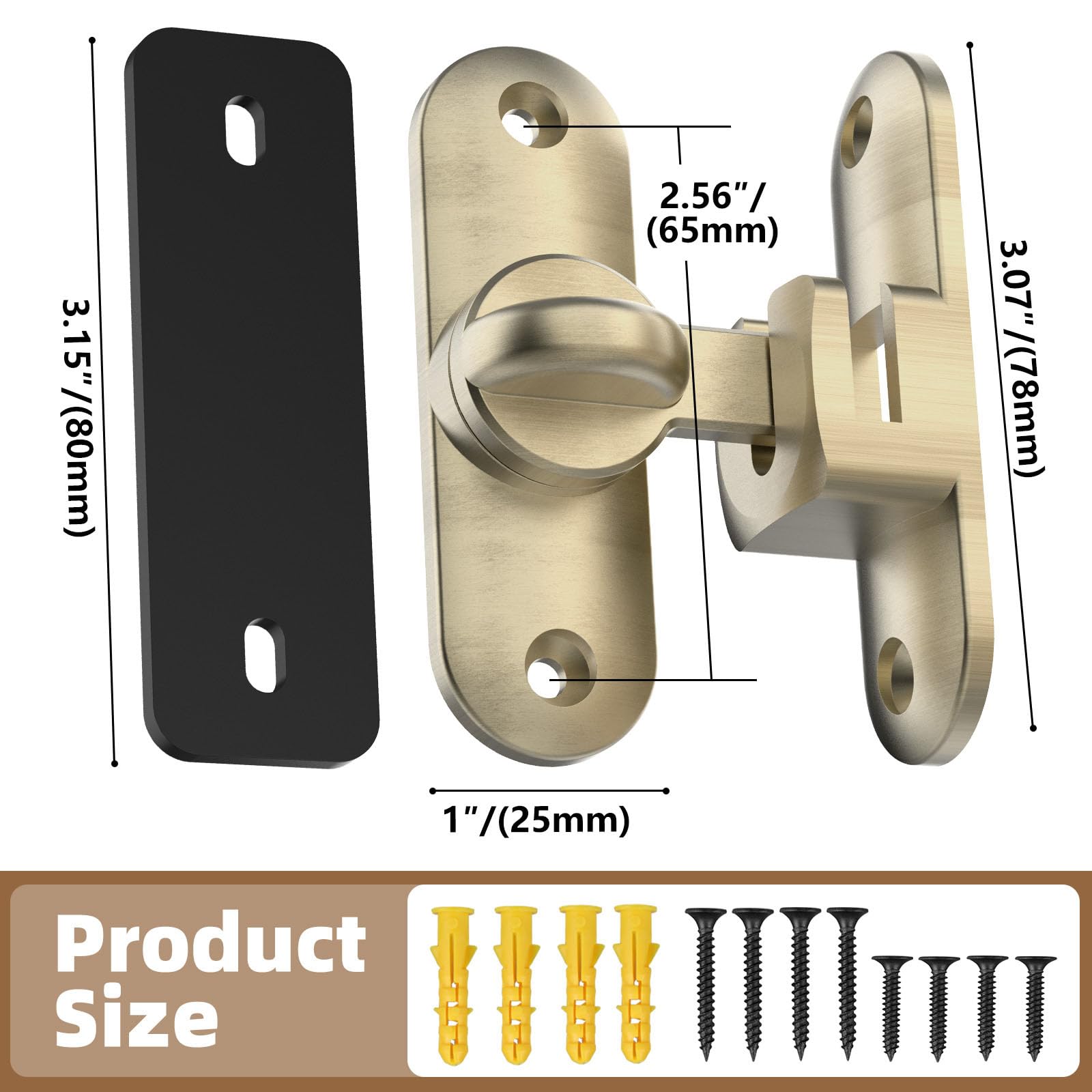 Chiavistello Per Porta Pieghevole 90/180 Gradi - Serratura Scorrevole In Acciaio, Per Armadi, Bagno - Foto 12