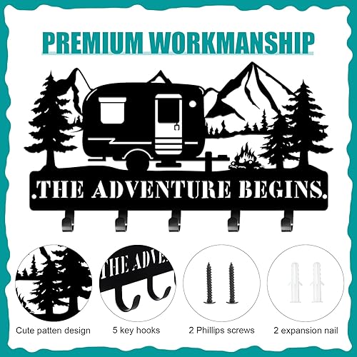 Miniatura 3 de Maitys Soporte para llaves decorativo de pared de metal con ganchos, decoración de pared de Navidad, gancho rústico para llaves para decoración de