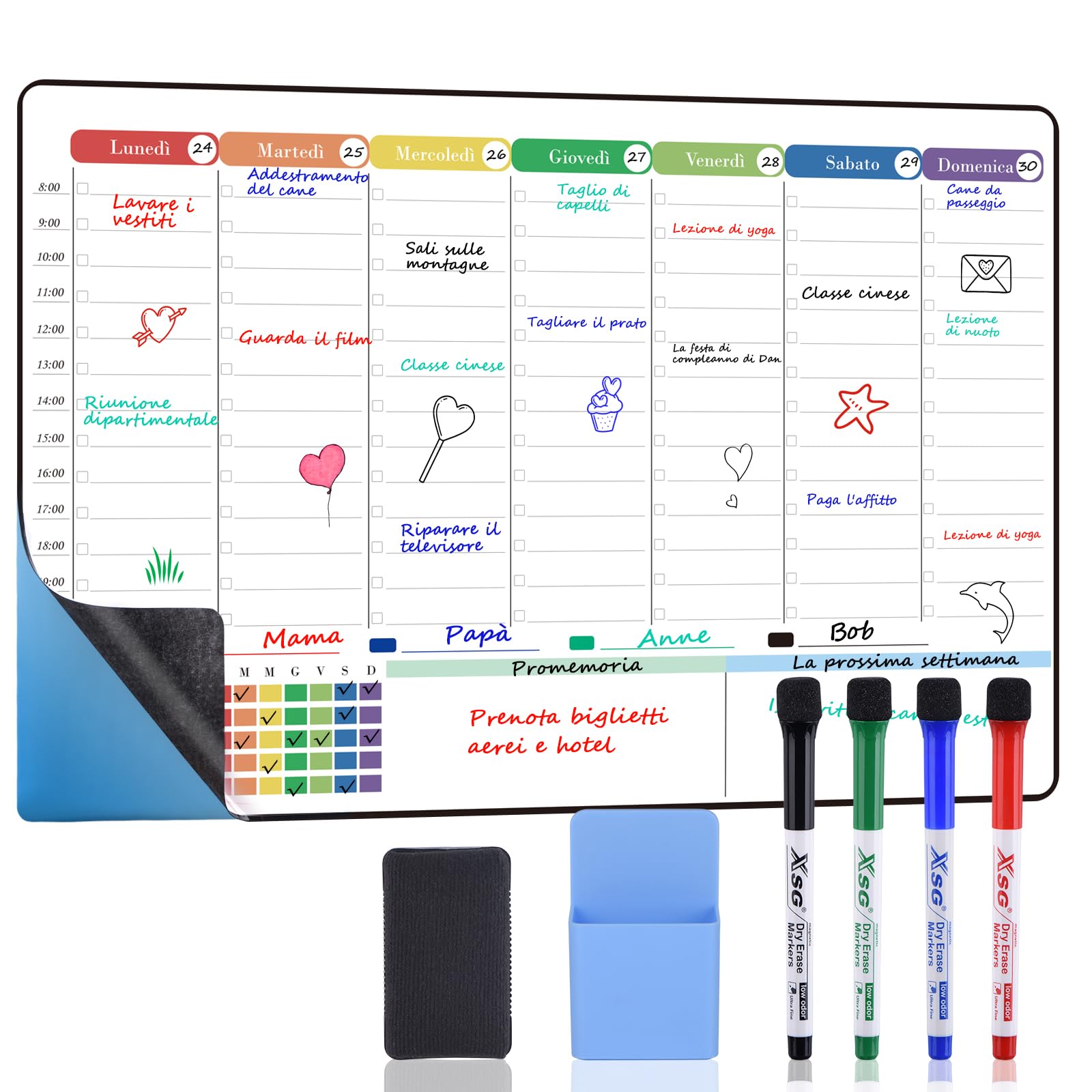 Lavagna Bianca Adesiva Mensile 60x40cm POPRUN - Calendario Familiare Cancellabile Per Parete - Foto 11