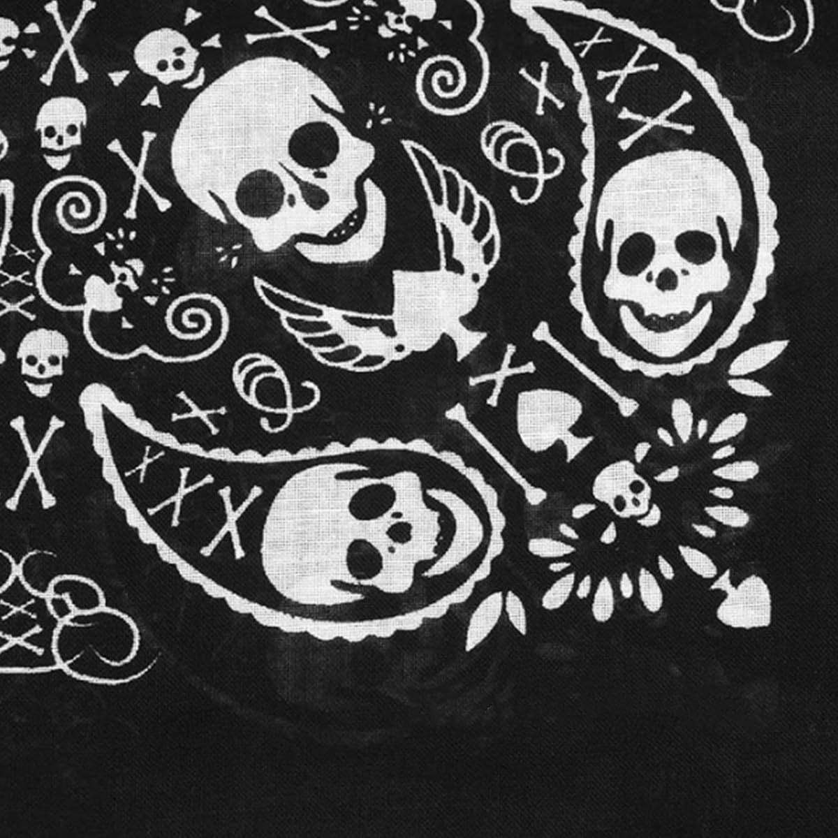 Pañuelo Bandana Mujer Hombre Negro Doble Faz Calavera Halloween