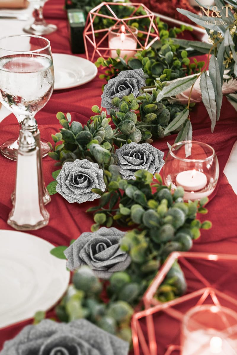 N&T NIETING Artificial Flowers Glitter Rose - Image 2