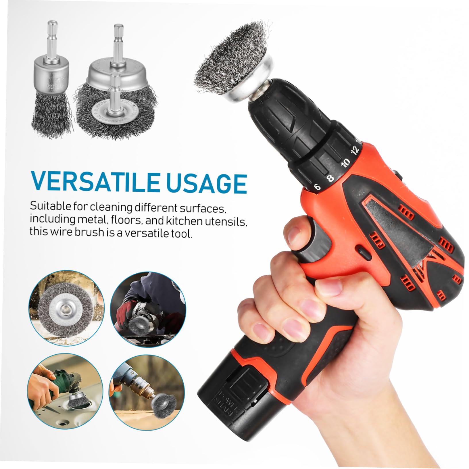 Brosse à Roue Métallique Ronde pour Perceuse, Lot de 15 Pièces