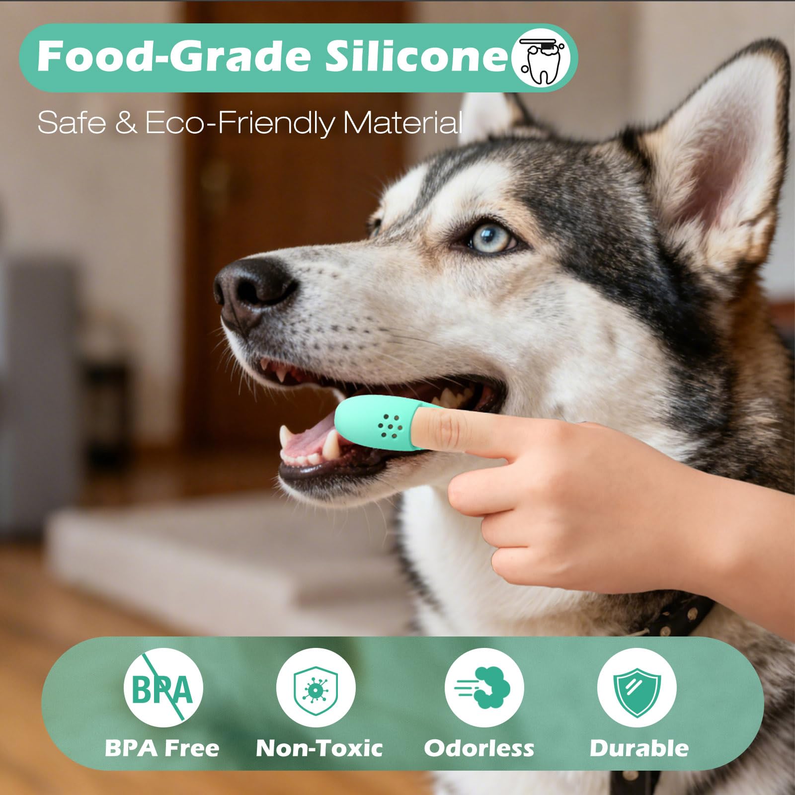 Firstfooby 3pcs Dog Finger Toothbrush, Cat Chin Brush with Food-Grade Silicone, Dog Tooth Brushing Kit, Silicone Cleaning Brush for Pet Dental Care - image 3