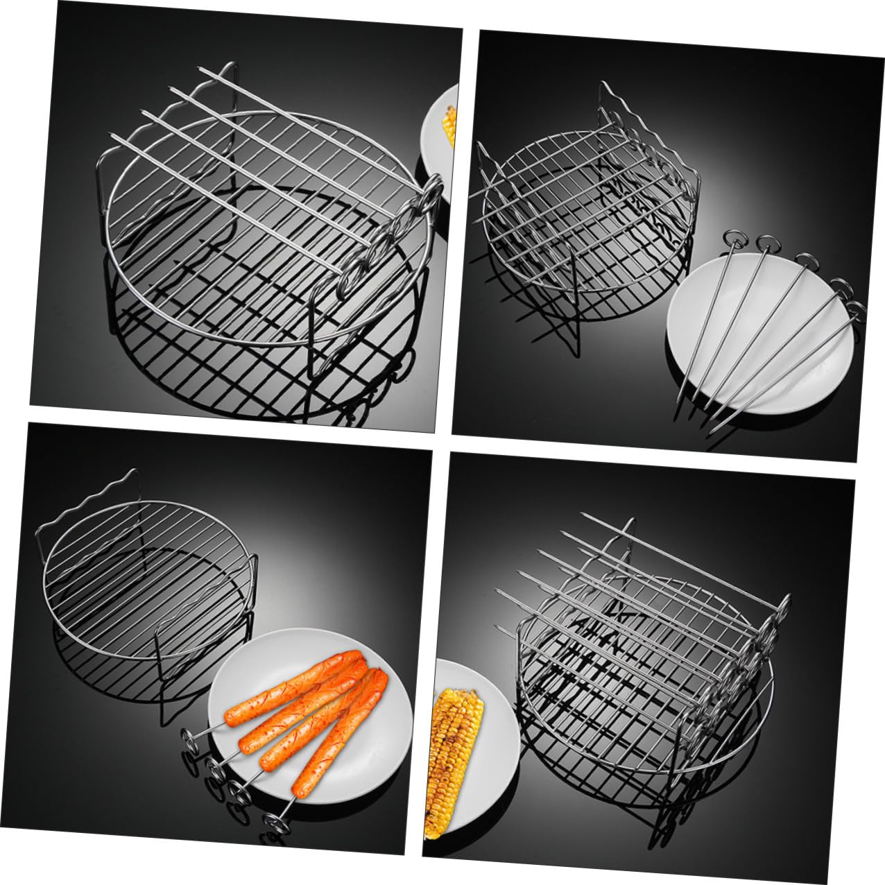 Accesorios para Freidora de Aire para Dorar Segura y Confiable 2 Piezas Rejilla de Acero Inoxidable Superficie Lisa para Cocina Doméstica