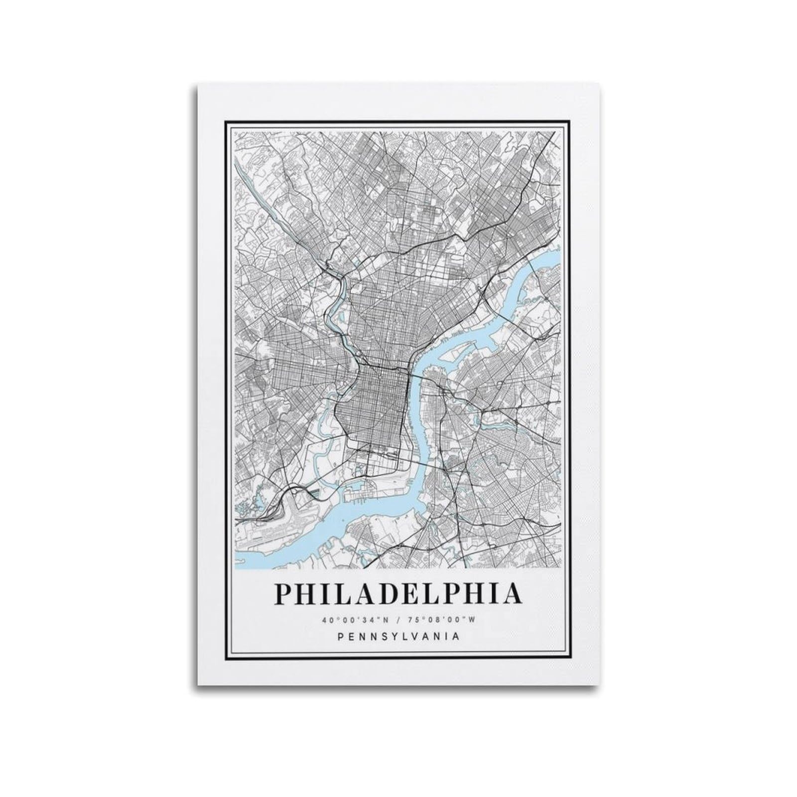 xiaoxiaoshen Philadelphia Map Canvas Poster Wall Art Prints Room Aesthetic Murals Bedroom And Living Decorations 20x30inch(50x75cm)