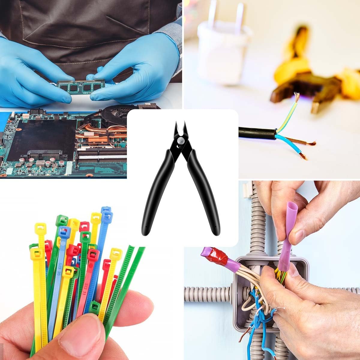 Precision Wire Cutters Flush Cut Pliers Side Cutter Diagonal Small Wire Snips for Jewelry Making Electronics Micro Ultra Sharp (Black)