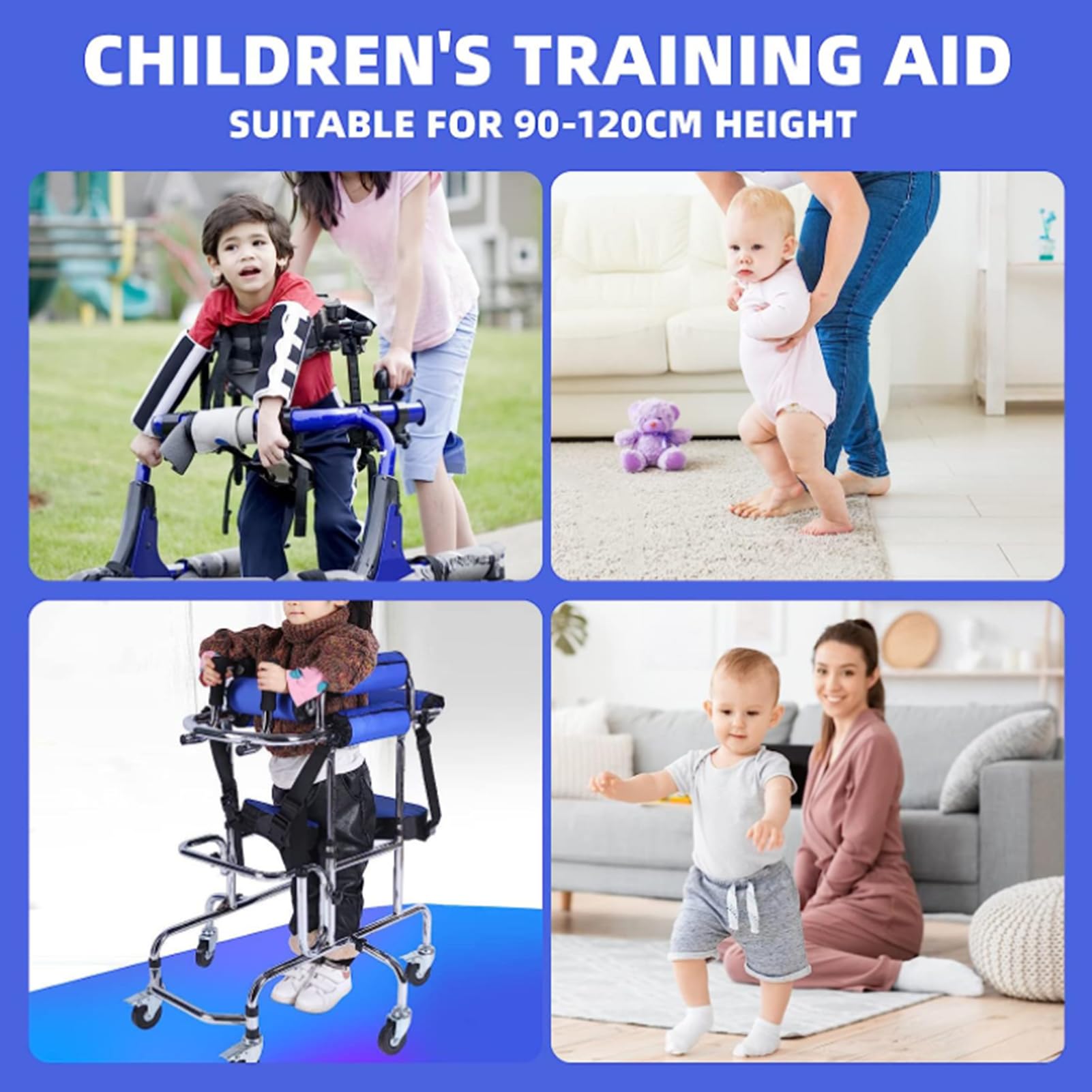 Pionowy chodzik dla dzieci, z siedziskiem i 6 kółkami, regulowana wysokość, chodzik dla dzieci, do chodzenia, chodzenia, na stojąco, trening rehabilitacyjny, wspomagane wsparcie