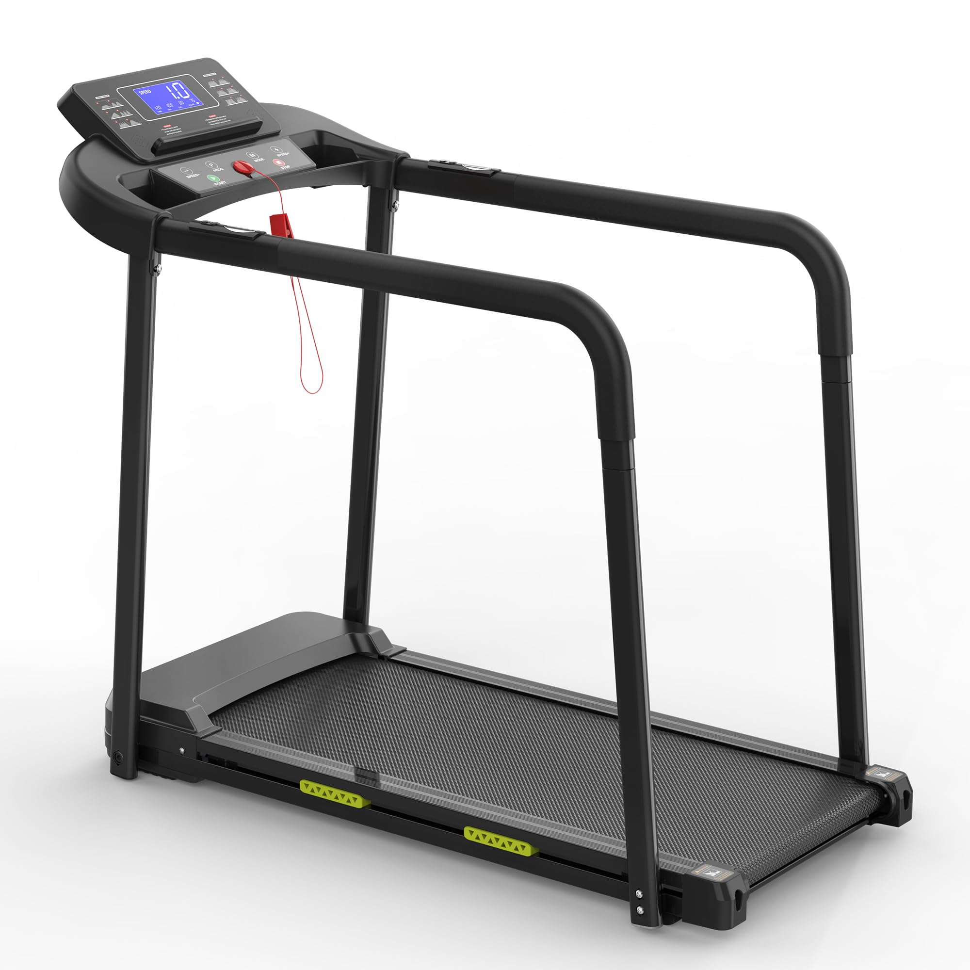 Tapist roulant elettrico anziani, LED grande, maniglioni, 135kg