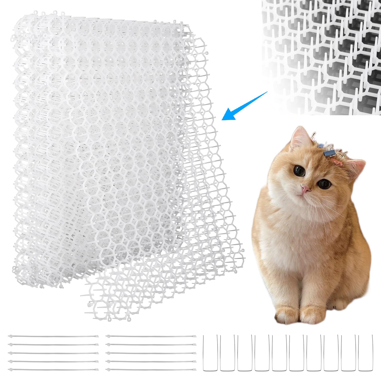 AKOLAFE 5 Stück Dornengitter gegen Katzen 30x40 cm Dornengitter Katzenabwehr für Garten Kunststoff Tier Barriere mit 10 Spikes Weiß Tierabwehr Katzenabwehr Matte für Hunde, Katzen, Inner & Außer