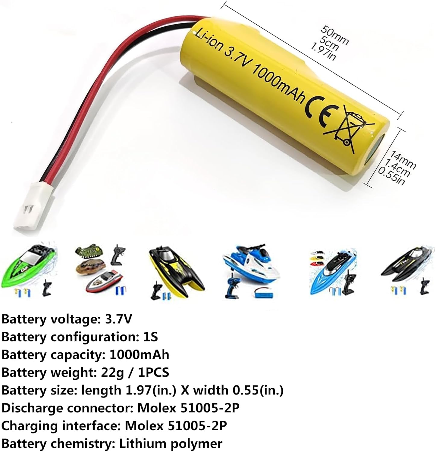 2PCS 3.7V 1000mAh Lithium Battery & 2PCS USB Charger for SYMA Q9 H126 H131 H118 RH701 Remote Control High Speed Toy Water Boat Model Ship