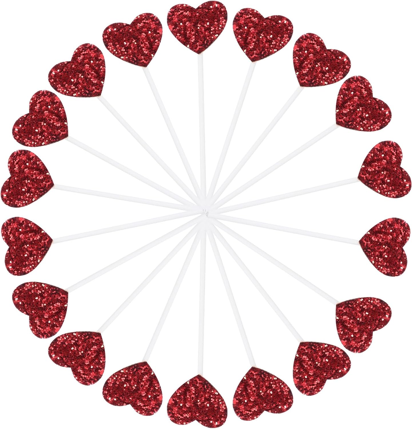Roleader 25pcs Glitter Heart Cake Picks Dessert Topper for Birthday Wedding Party Decorations Non-edible Cake Inserts