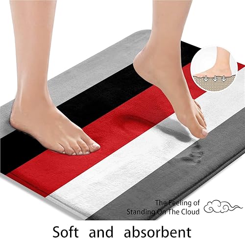 Miniatura 8 de ArtSocket Juego de baño geométrico rojo con cortina de ducha y accesorios de alfombras, cortina de ducha moderna a rayas rojas, grises, negras y