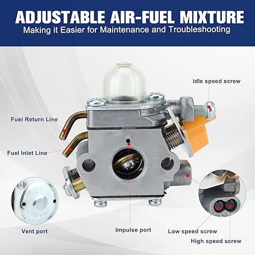 Miniatura 7 de Powtol Carburador CS30 compatible con Homelite Ryobi SS30 BC30 TP30 985624001 985308001 3074504 25cc 30cc desbrozadora de cuerda reemplazar