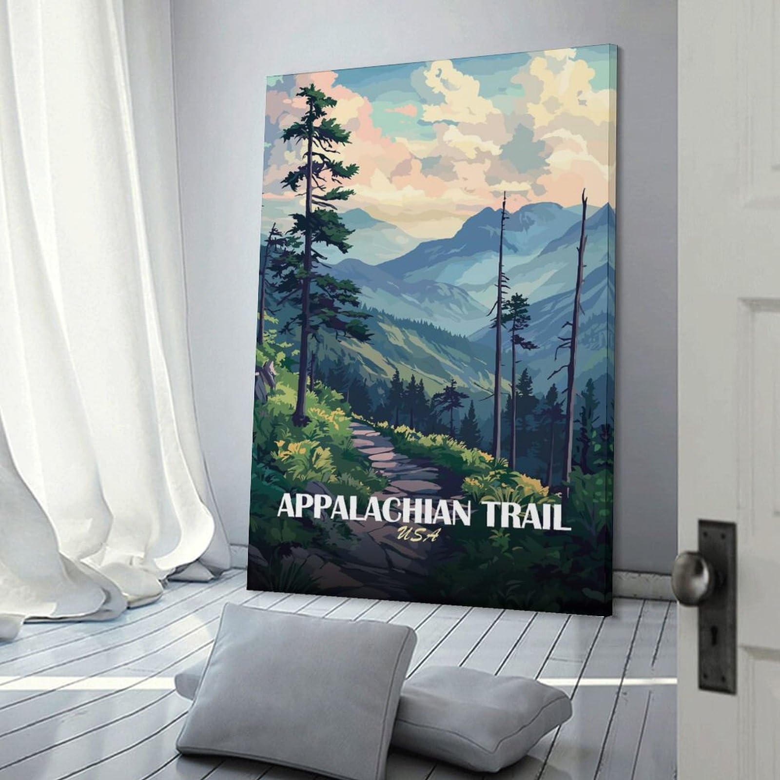 Junmoney Appalachian Trail USA Landscape Art Hanging Wall Art, 24x36inch(60x90cm), for Bedroom Walls, Guest Spaces Or Lounges, An Easy Wall Refresh for Bedrooms