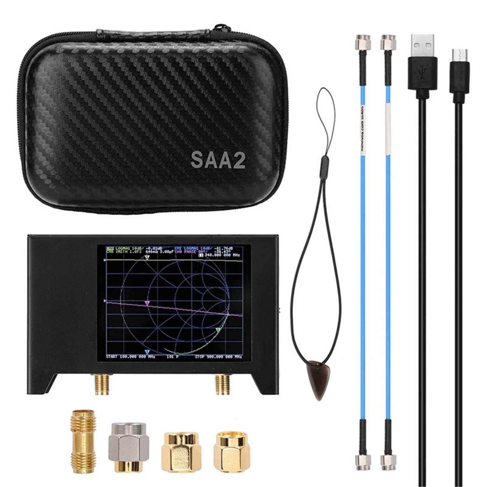 Analizator sieci Analizator sieci wektorowej Nanovna V2 3G z 2,8-calowym ekranem dotykowym TFT SAA2, antena krótkofalowa HF, VHF, UHF, metalowy tester VNA do diagnostyki kabli sieciowych