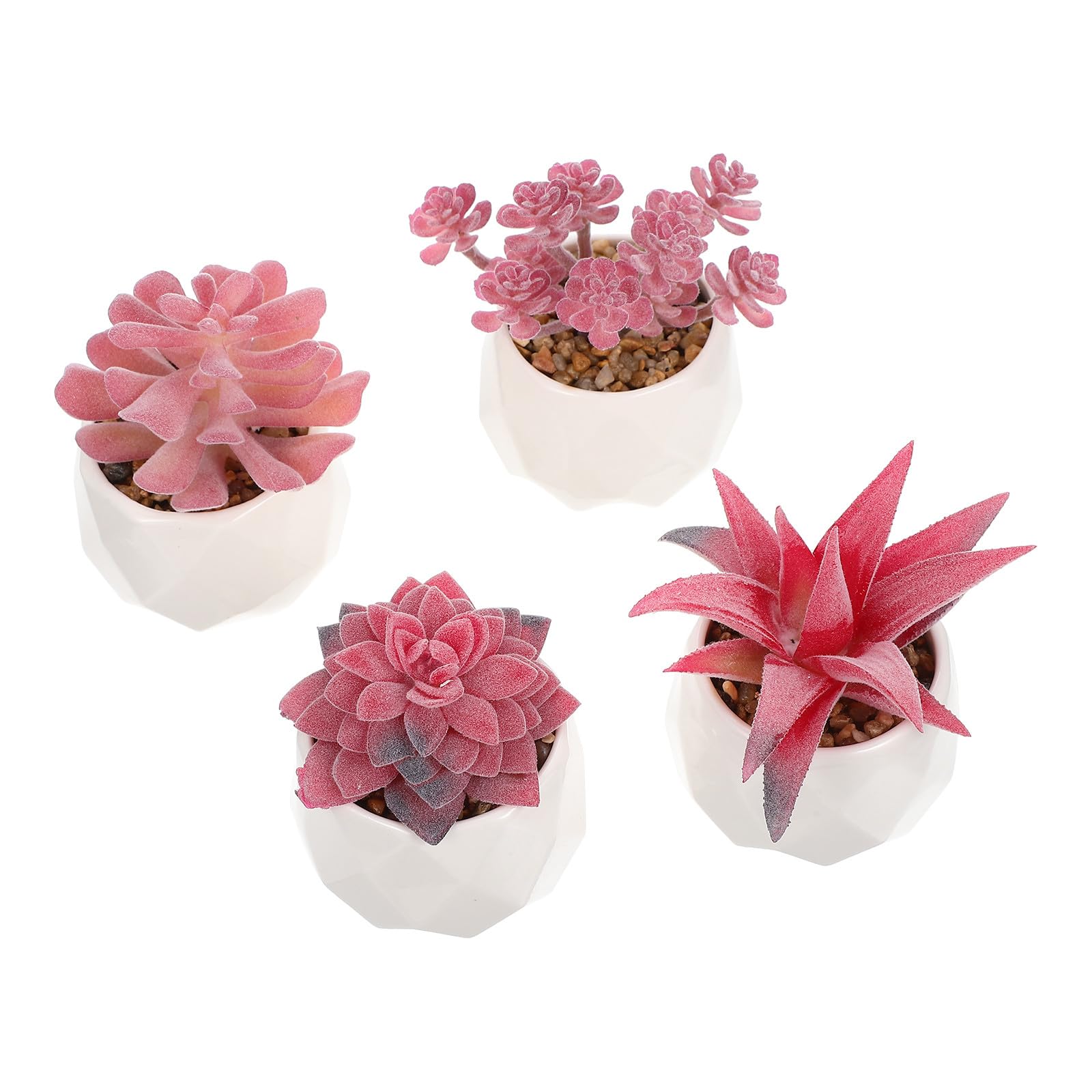 SHINEOFI Lot 4 Plantes Succulentes Artificielles Réalistes en Pot, Décoration Intérieure Bureau Maison, Plantes Ornementales sans Entretien, Couleurs Éclatantes, Décor Bonsaï Apaisant
