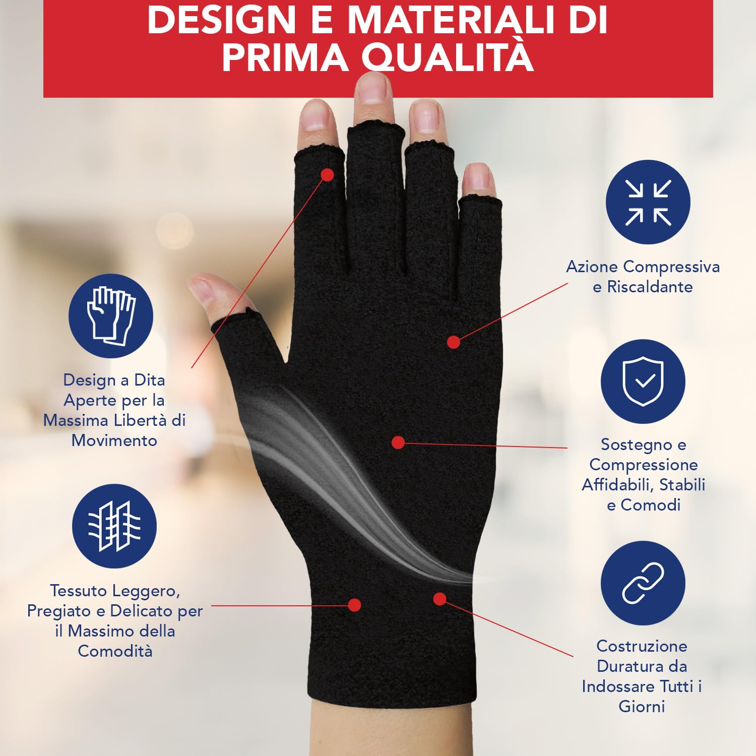 Guanti per Artrosi alle Mani Ideati da Medici – Tutore Tunnel Carpale per Intorpidimento, Gonfiore e Infiammazioni – Polsiera Ortopedica a Compressione, Senza Dita e in Cotone (2 Paia, Taglia M)