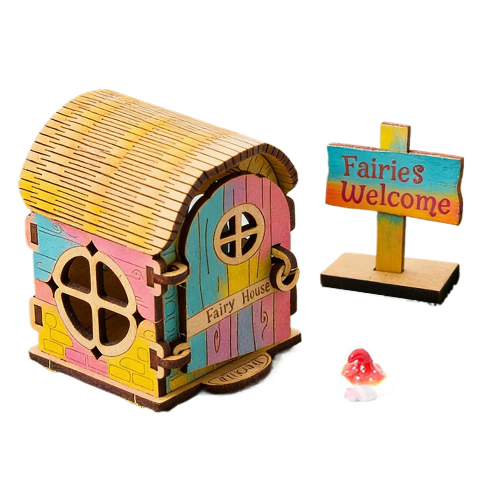 Wooden Fairy House Craft Kit | Wood Craft Set | Miniature Doll House Kits - for Holiday Home Event Windowsill Desk Girls Daughter Son