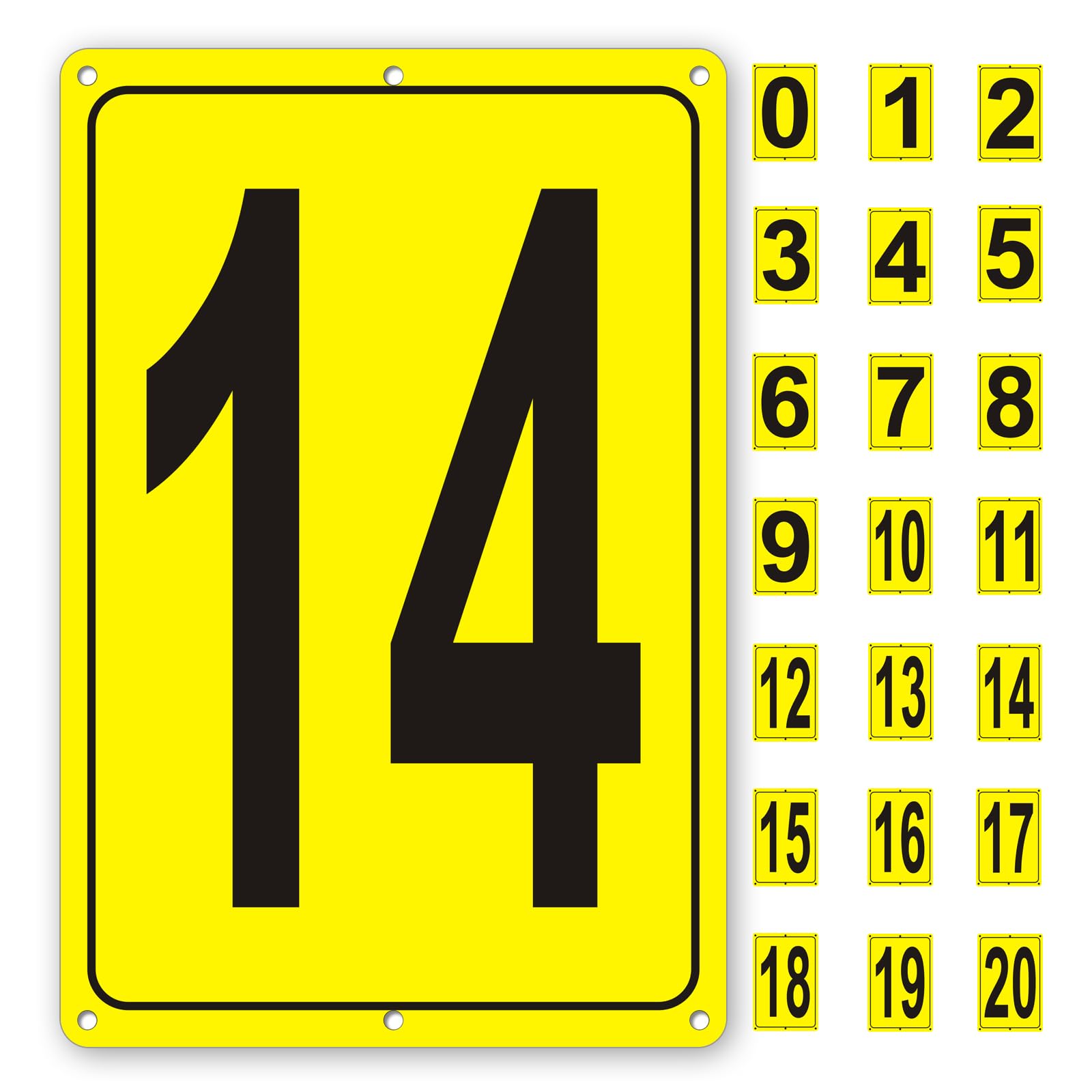 Number Sign 14 for Tennis Court, Numbered Sign for Parking Lots and Public Spaces, 12x8 inches Weatherproof and Easy to Install Metal Signs