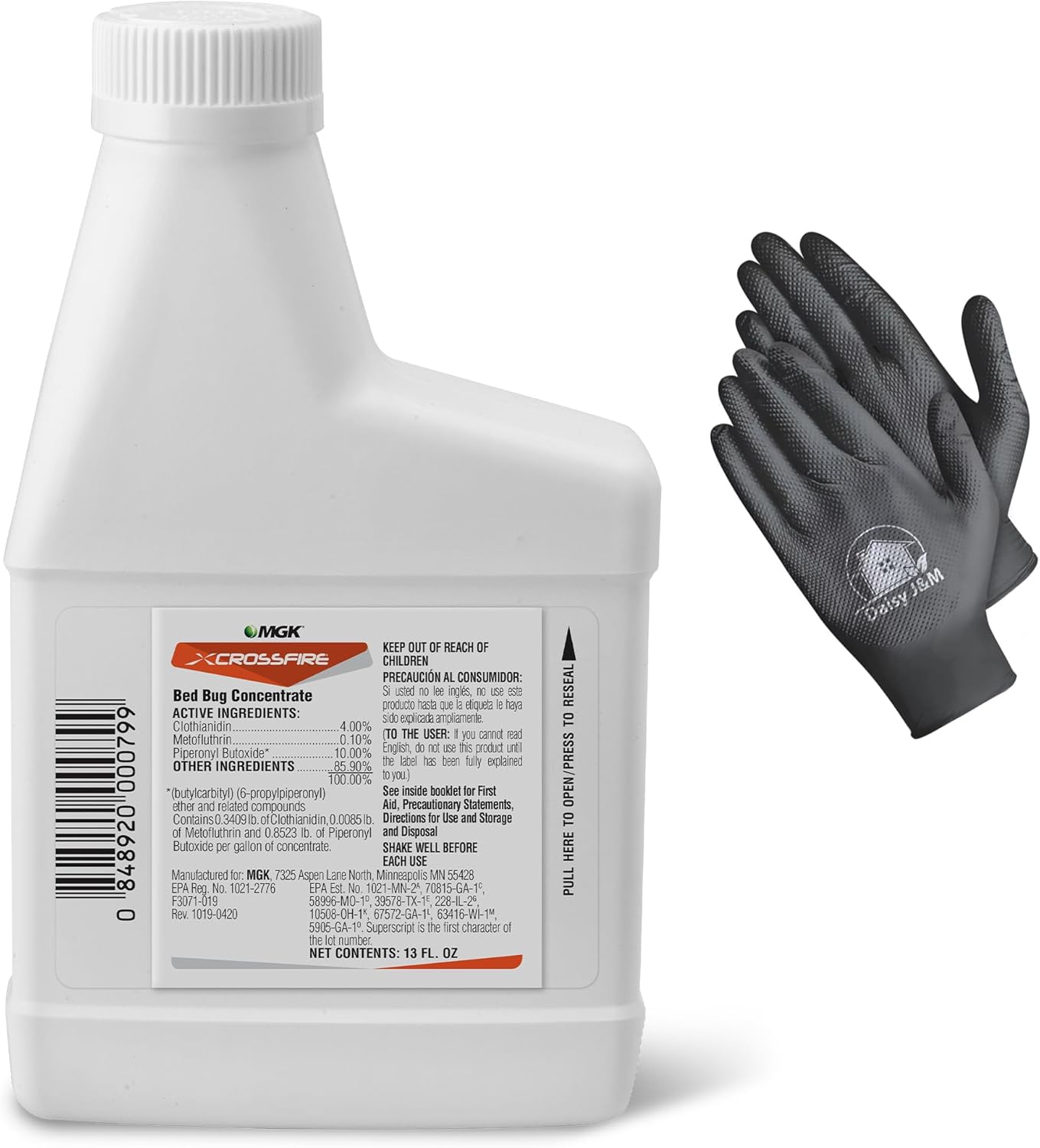 Crossfire Bedbug Concentrate 13oz + Disposable Gloves