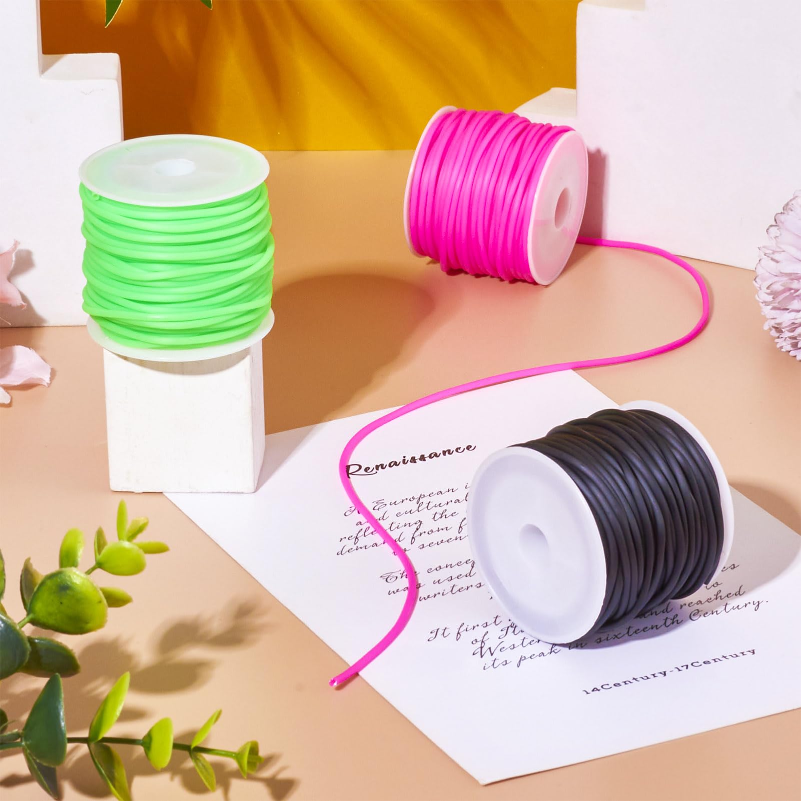 Amazon.com: FASHEWELRY 3 Rolls Hollow Pipe Rubber Cords Knitting 
