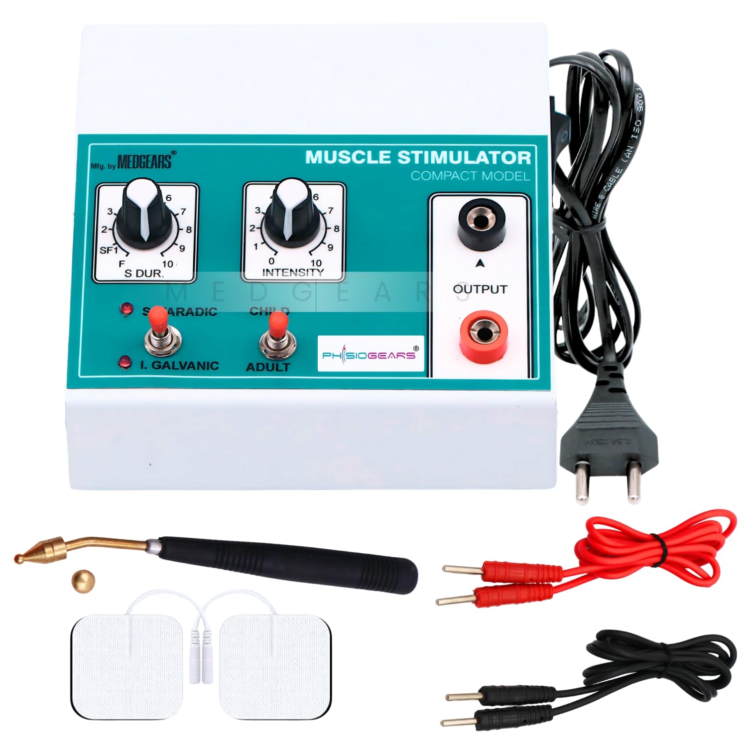 Mini MS Physiotherapy Equipment Muscle Stimulator Galvanic & Faradic Stimulation Therapy with Self Adhesive Sticky Pads