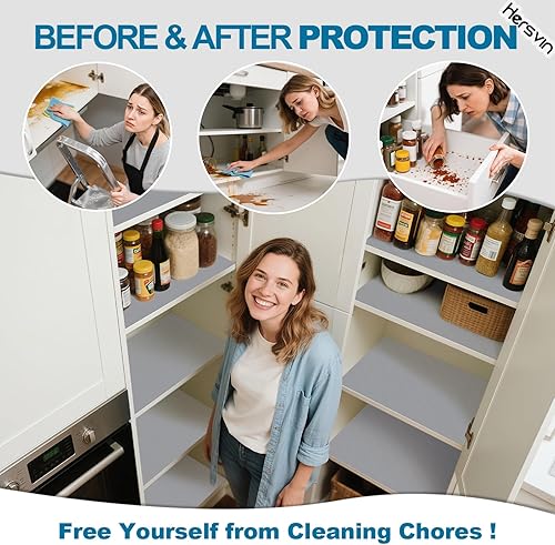Miniatura 10 de Revestimientos para estantes, alfombrillas para cajones de cocina de 24 pulgadas x 20 pies, protector de armario de EVA no adhesivo, forro de