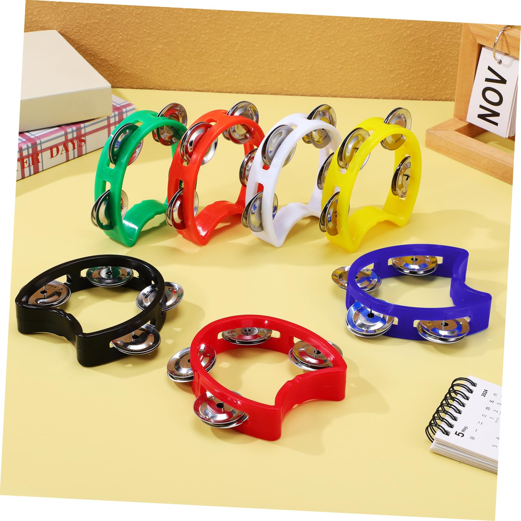 Tamburello Percussione a Mezza Forma 7 Pezzi in Plastico per Bambini