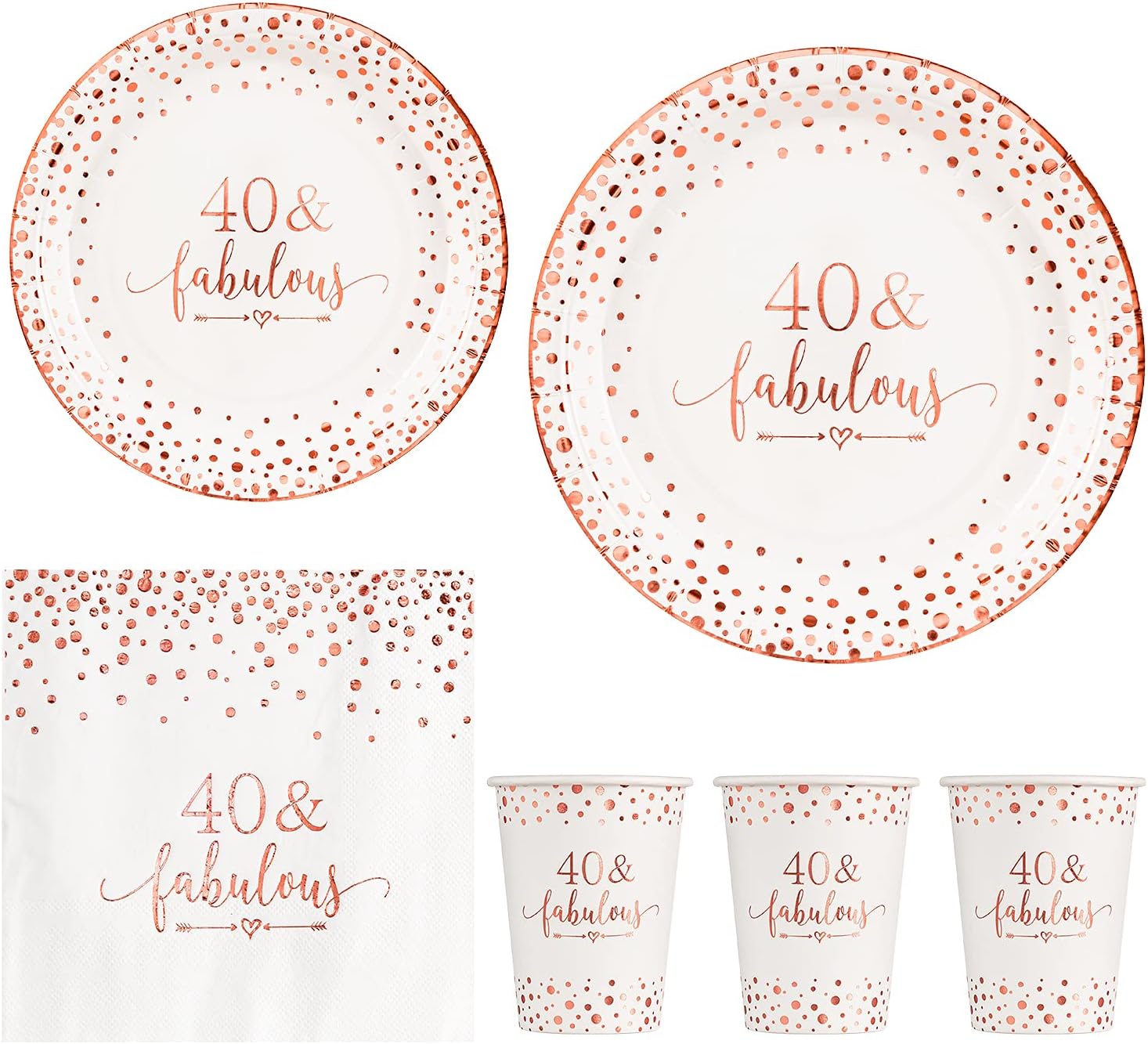 40th Birthday Decorations Cocktail Napkins and Plates,40th
