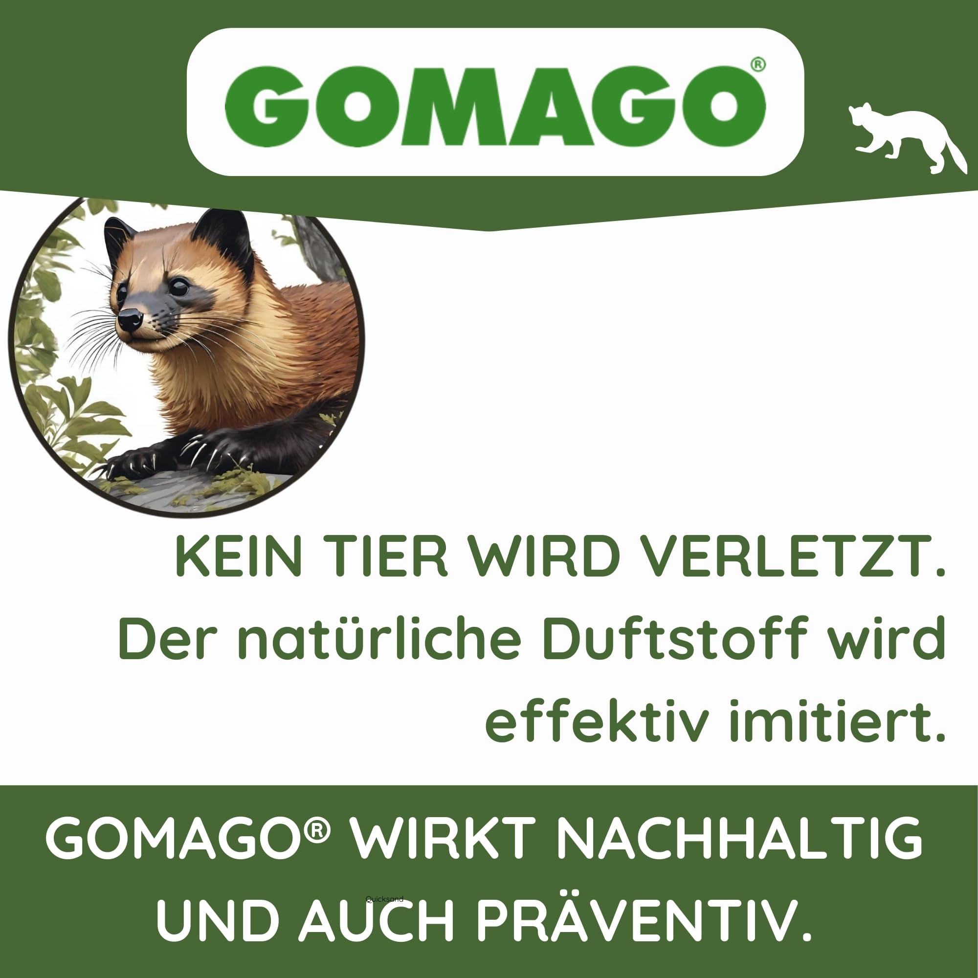 GOMAGO Marderschutz für Ihr Haus | zuverlässige und artgerechte Mardervergrämung durch Duftstoff | Alternative zu Marderschreck, Marderspray, Ultraschall u.ä. | [2 x 70g]