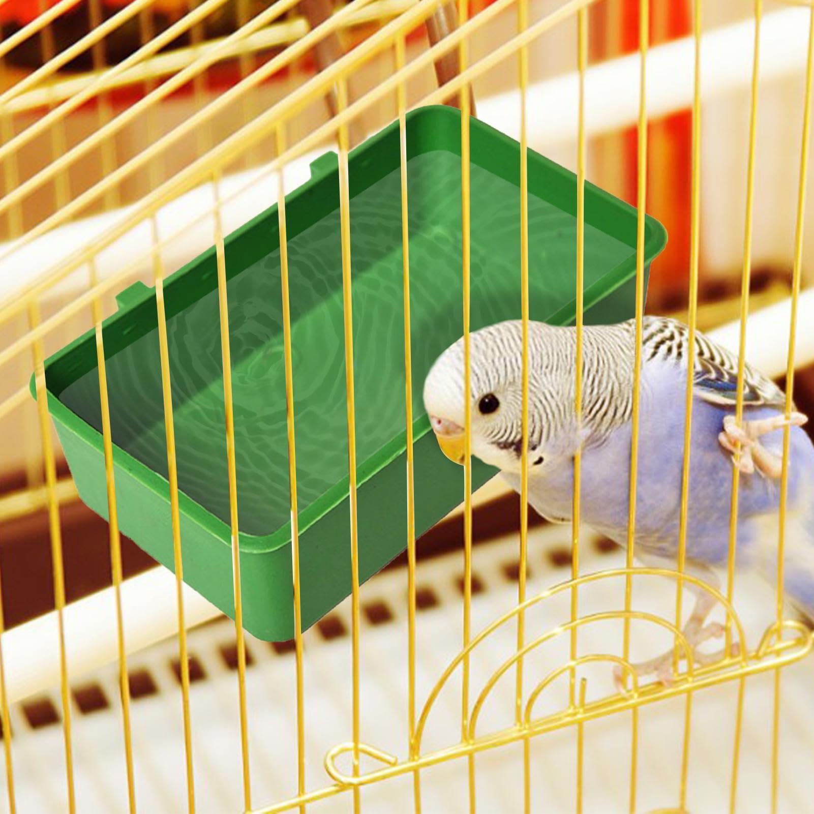 2 Pièces Baignoire pour Perroquet avec 2 Crochets Latéraux, Baignoire Oiseaux Cage Mangeoire Multifonctionnelle pour Petits Perroquets, Perruches Et Canaris