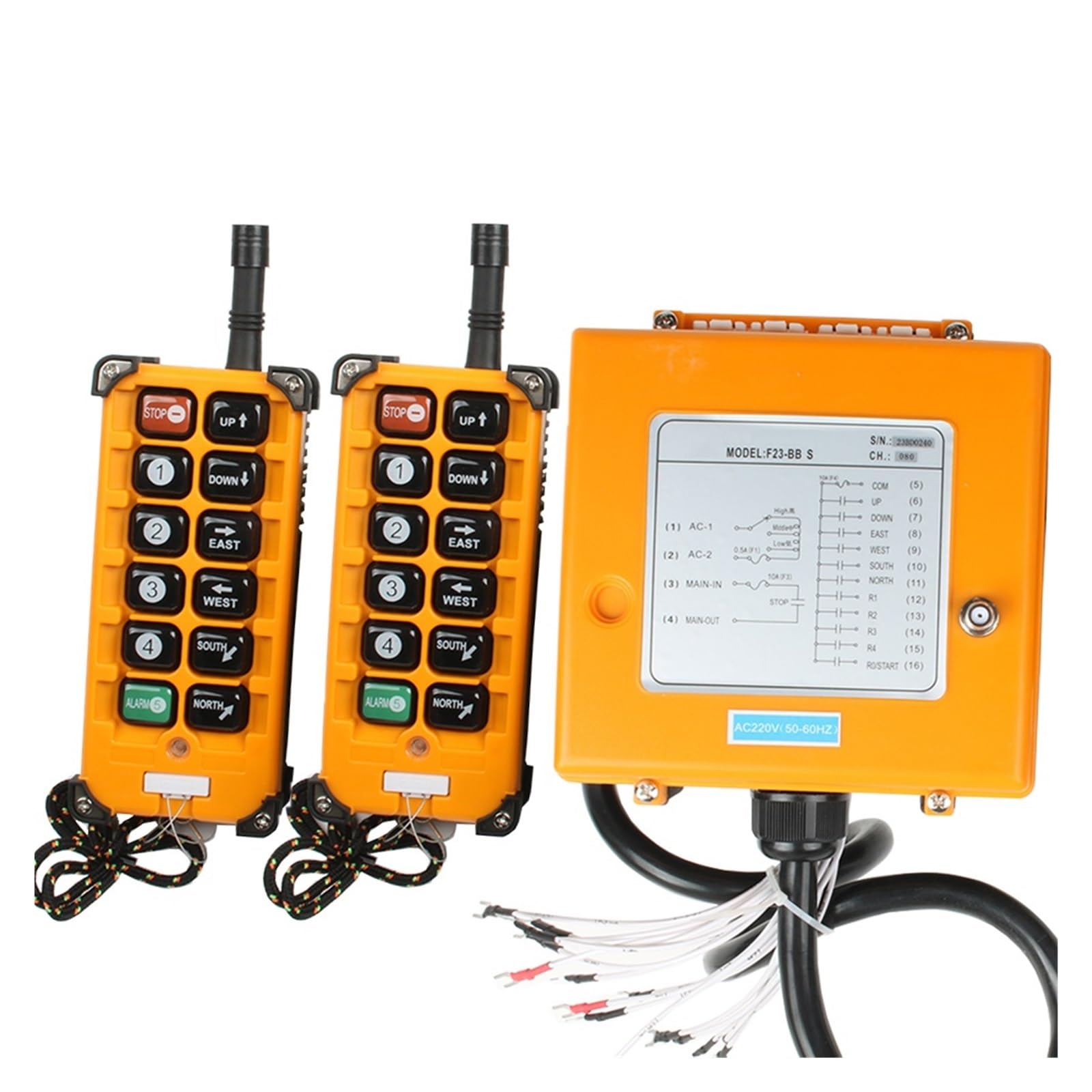JVDDI Industrial Wireless Radio Remote Controller Switch 1 Receiver+ 2 Transmitters Control Hoist Crane Control Lift Crane(VHF 310-331,AC36V)