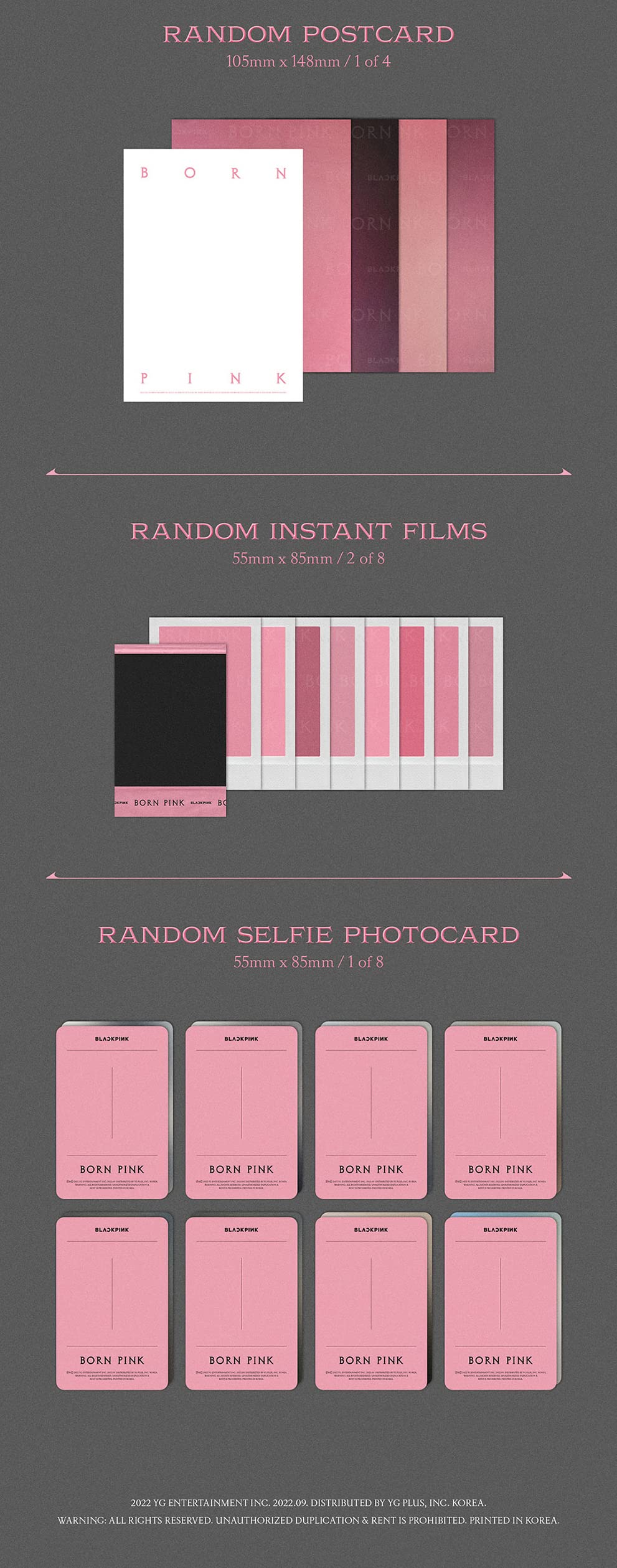 BLACKPINK - [BORN PINK BOX SET ver.] (PINK Version) 2nd Album CD+Photobook+Envelope+Lyrics Paper+Large Photocard+Postcard+Instant Films+Selfie Photocard+(Extra BLACKPINK 5 Photocards+Pocket Mirror)