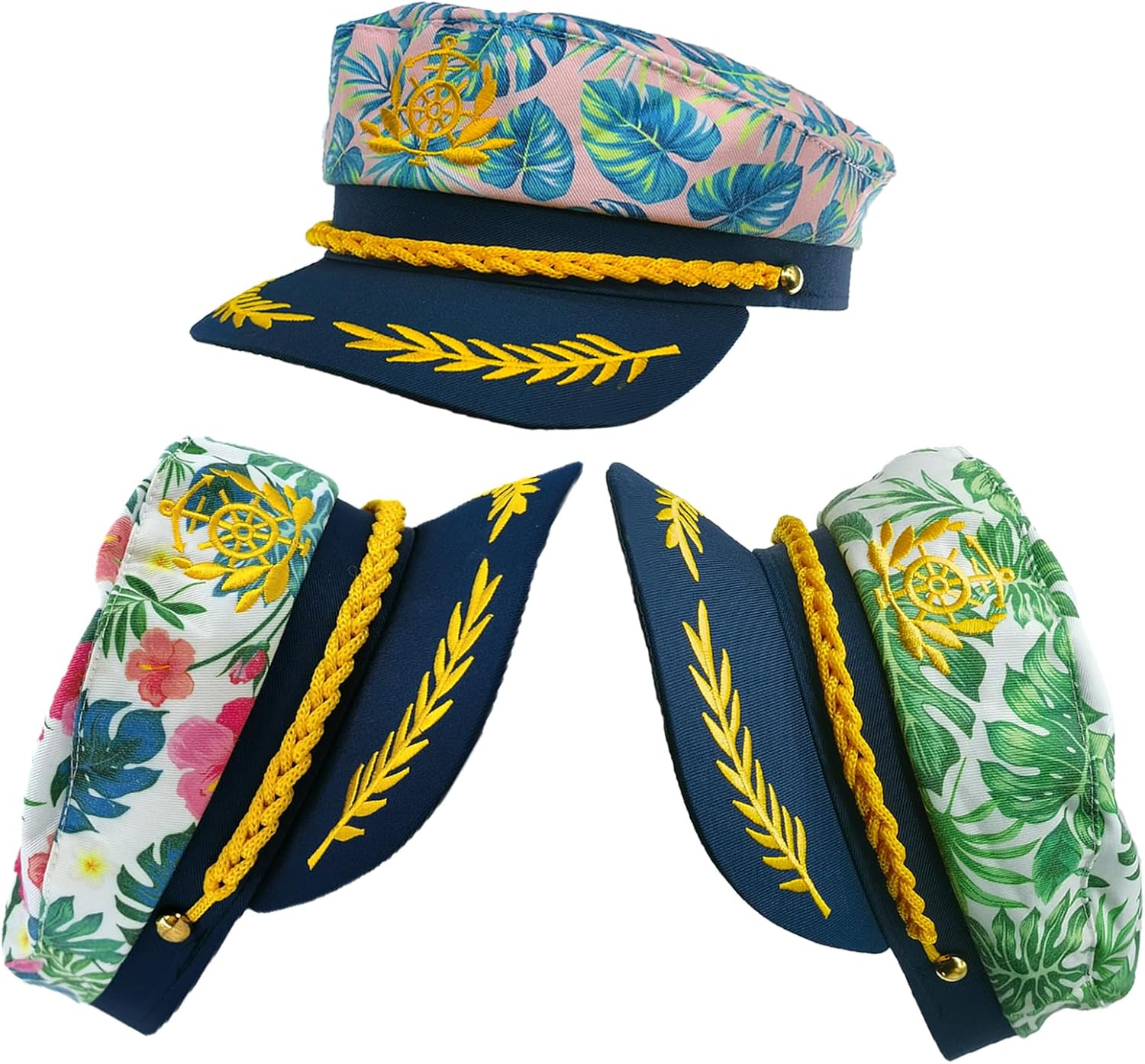 3Pcs Embroidered Captain Hats Adult Yacht Sailor Hats Nautical Party Dress Up Hat for Men Women Navy Costume Accessory - Image 3