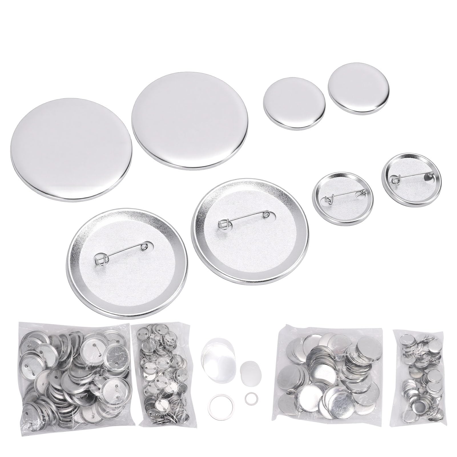 Rengue Blanko-Metallknopfteile, Aluminiumlegierung, Runde Abzeichen-Herstellung, 2,28 Zoll, 1,26 Zoll, 200 Stück für Pin-Maker-Presse, Benutzerdefinierte Namensschilder, Schulveranstaltungen und