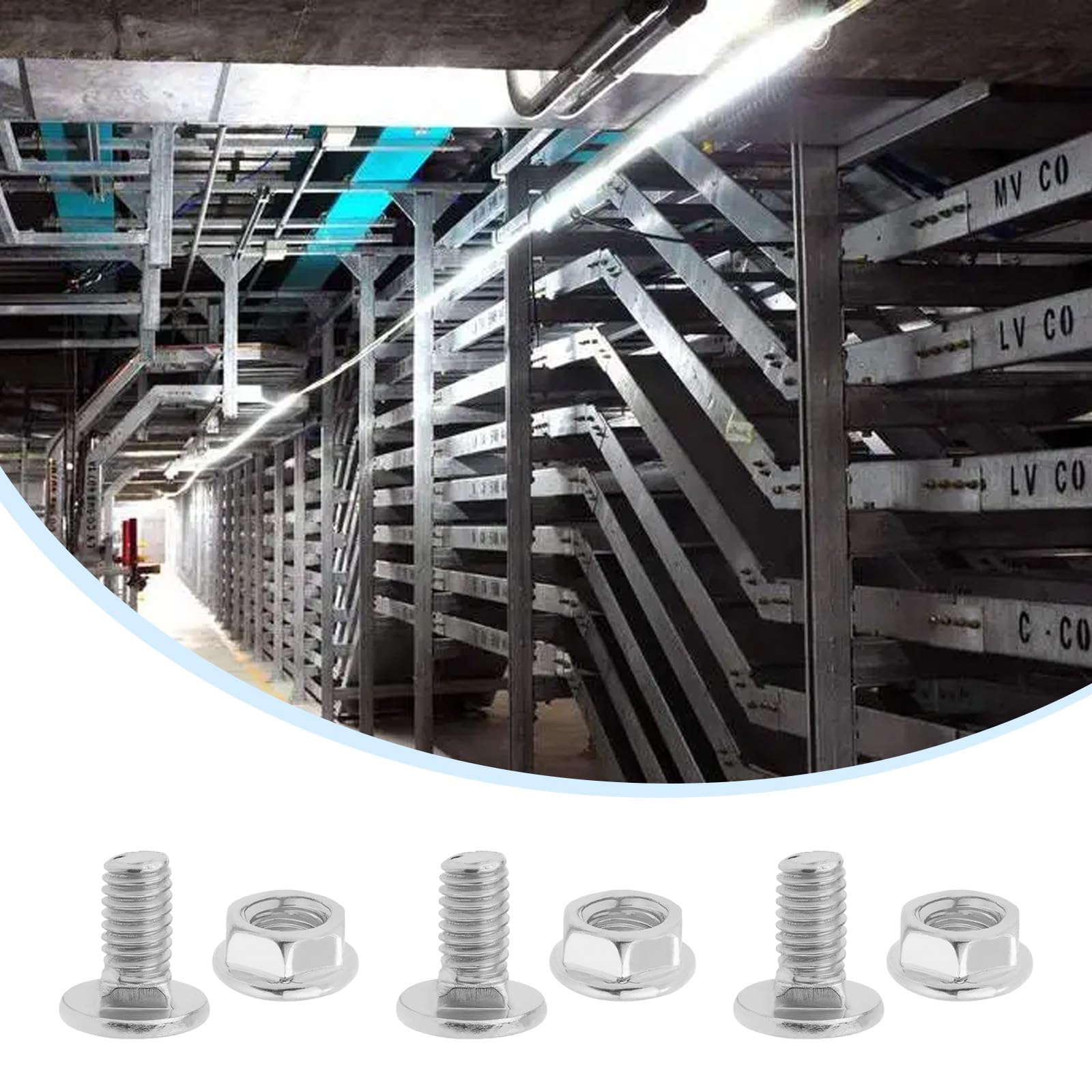 SG Store 100 Sets M6x12 Carriage Bolts and Nuts Round Head Square Neck Galvanized Steel Bolts Cup Flange Nut for Machinery Industry Home Appliance Repairing - Image 3