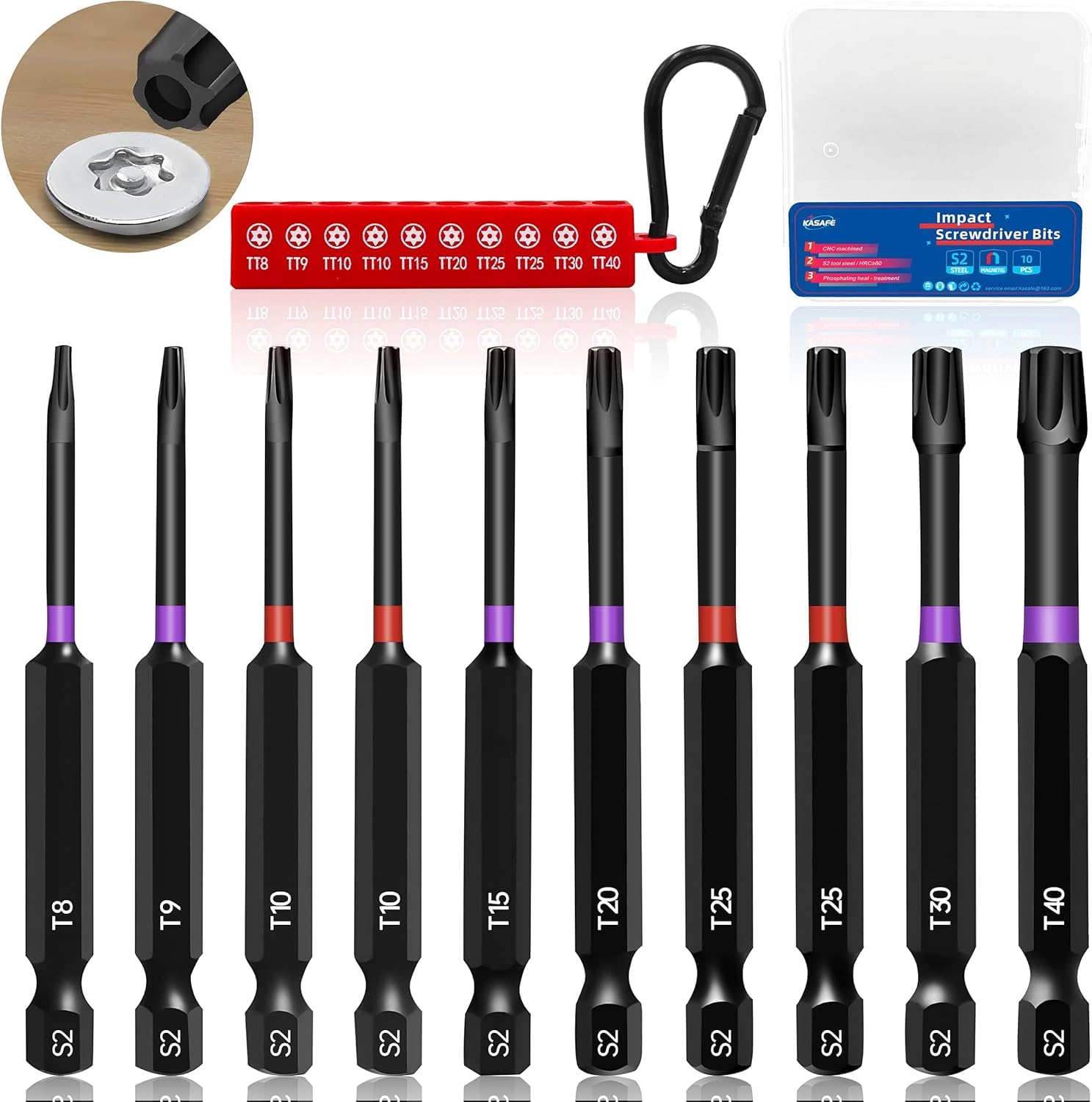 KASAFE 10 Stück 70mm Torx-Schraubendrehbits-Set, magnetische