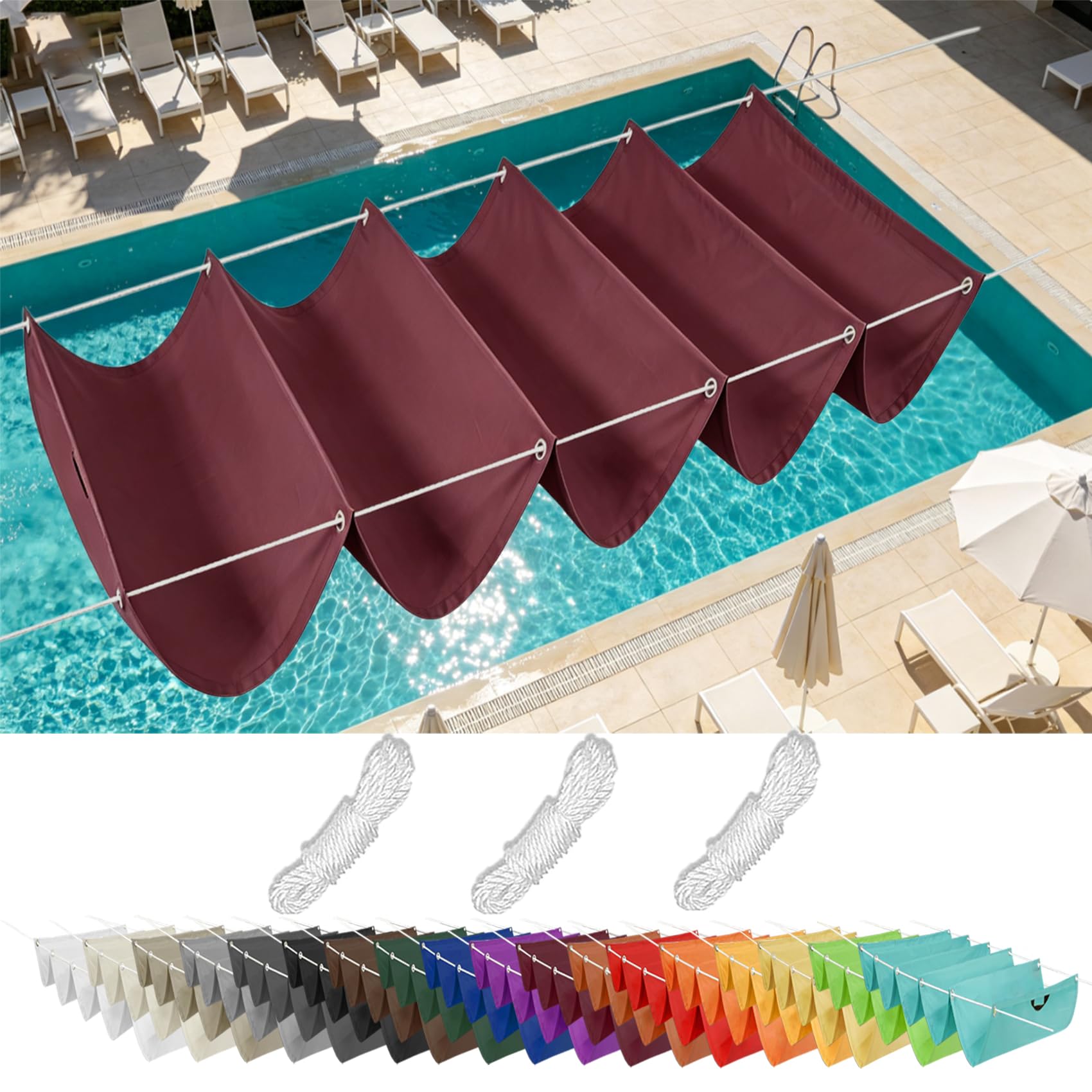 Voile d'ombrage haut de gamme vin rouge résistante et anti-UV pour pergola