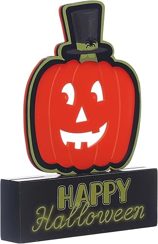 Miniatura 2 de Ashland 7.5 pulgadas decoración de neón Jack-O-Lantern, decoraciones de Halloween
