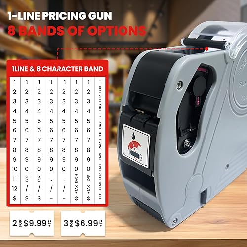 Miniatura 3 de Paquete de 2 pistolas de precios, pistola de precios de 1 línea con 10,000 etiquetas blancas de mano, código de fecha, precios de etiquetas,