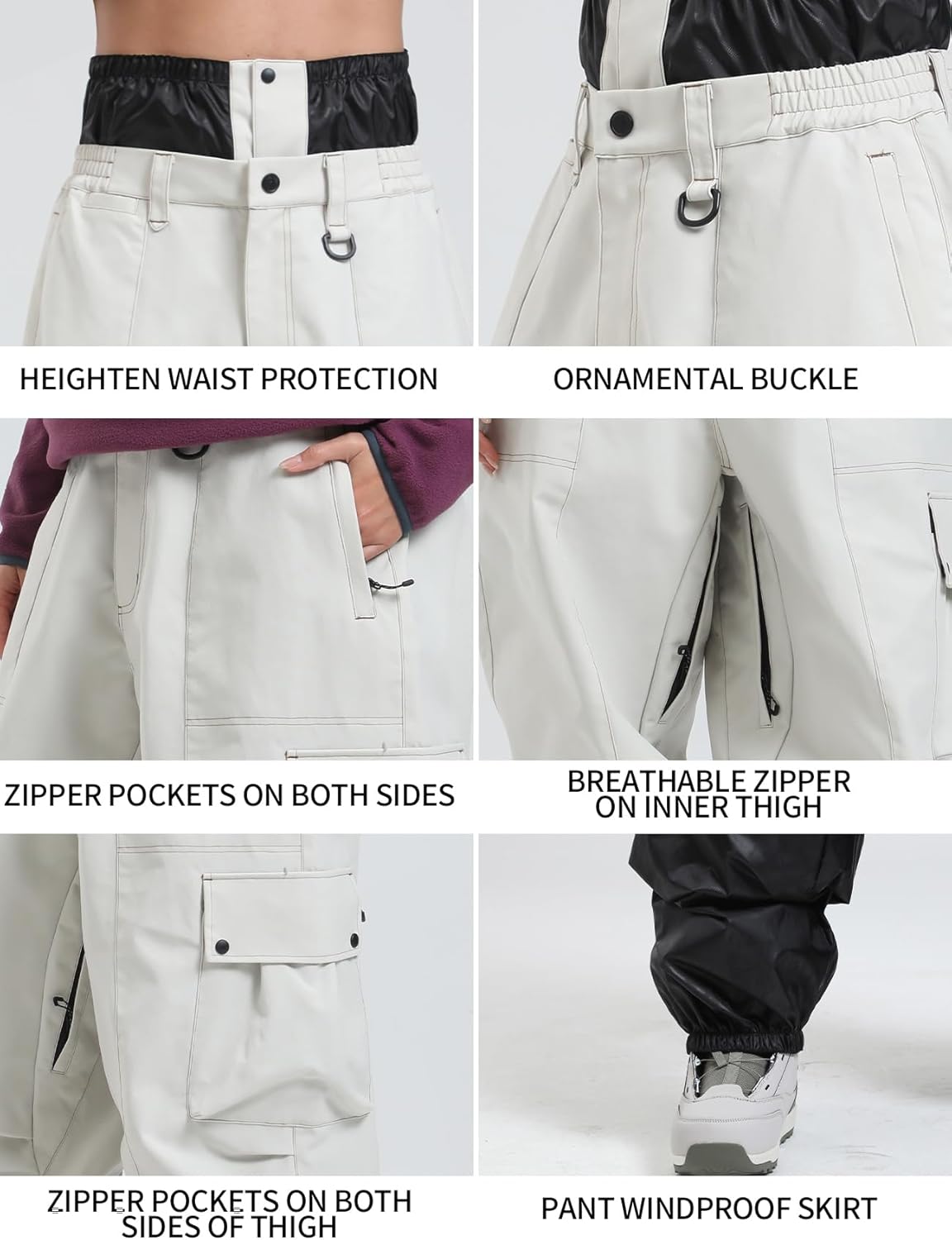 GSOU SNOW Womens Mens Snowboard Pants Baggy Ski Snow Pants Loose Cargo Sport Outdoor Insulation Waterproof - Image 5