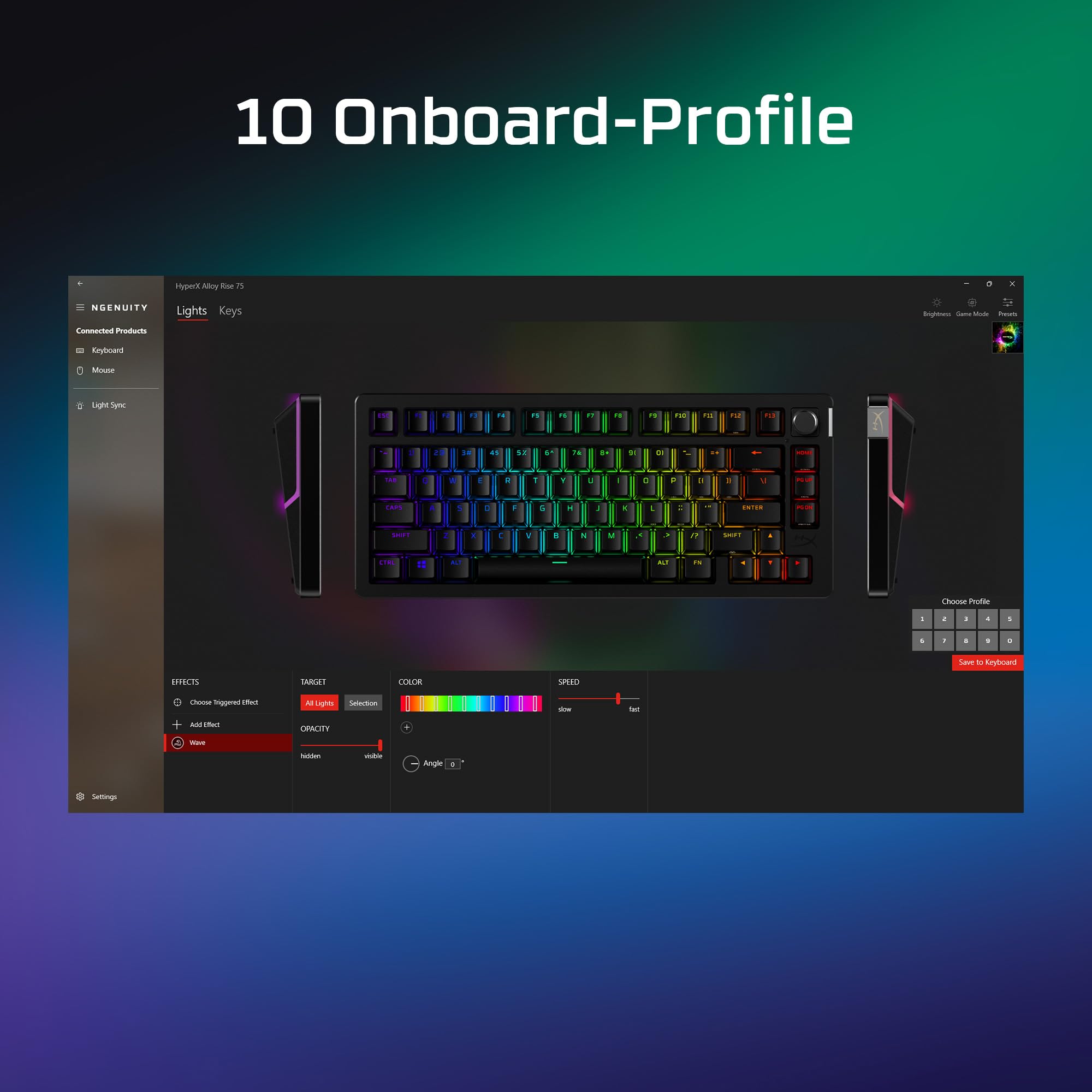 HyperX Alloy Rise 75 - Hot-Swappable Mechanical Gaming Keyboard, PC, Ambient Light Sensor, Gasket Mounted, Linear Switches (deutsches Layout QWERTZ)