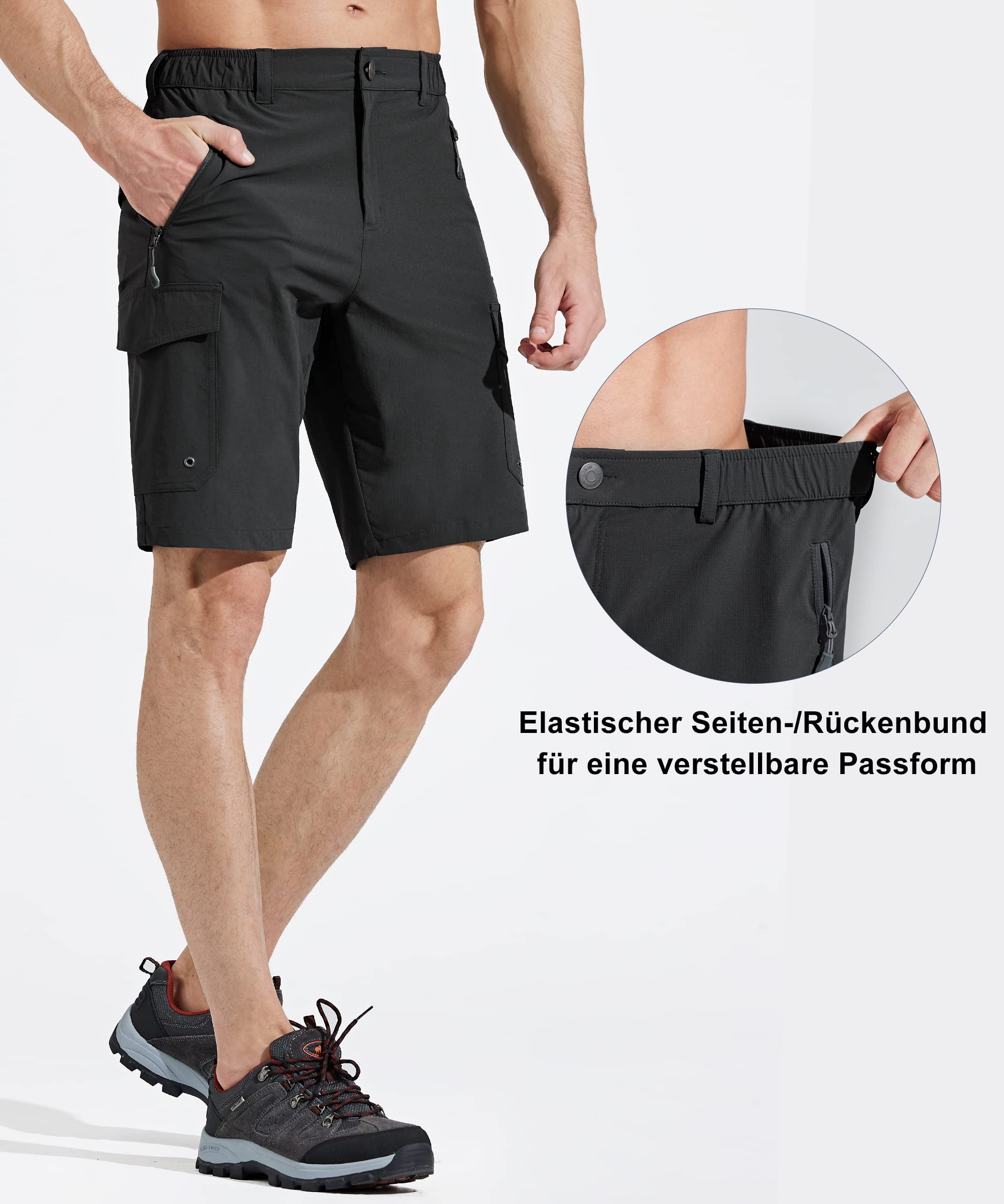 Comallan Pantaloni Corti Uomo Cargo Shorts Asciugatura Rapida da Trekking Montagna Bermuda con Cerniera Tasche