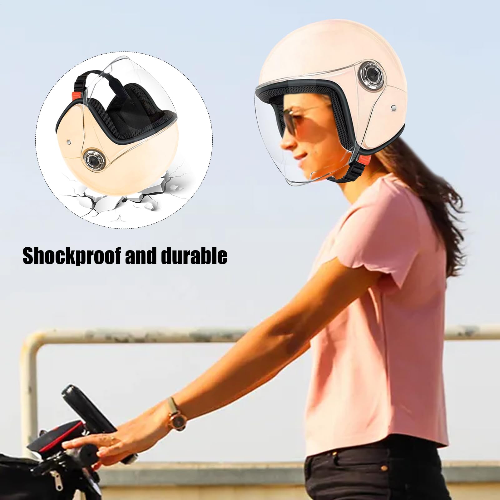 Caschi Motocicletta,Casco Motociclo,Equipaggiamento Protettivo Traspirante con Visiera per Uomini e Donne | Per Pendolarismo Avventura all'Aperto Scooter e Sportbike