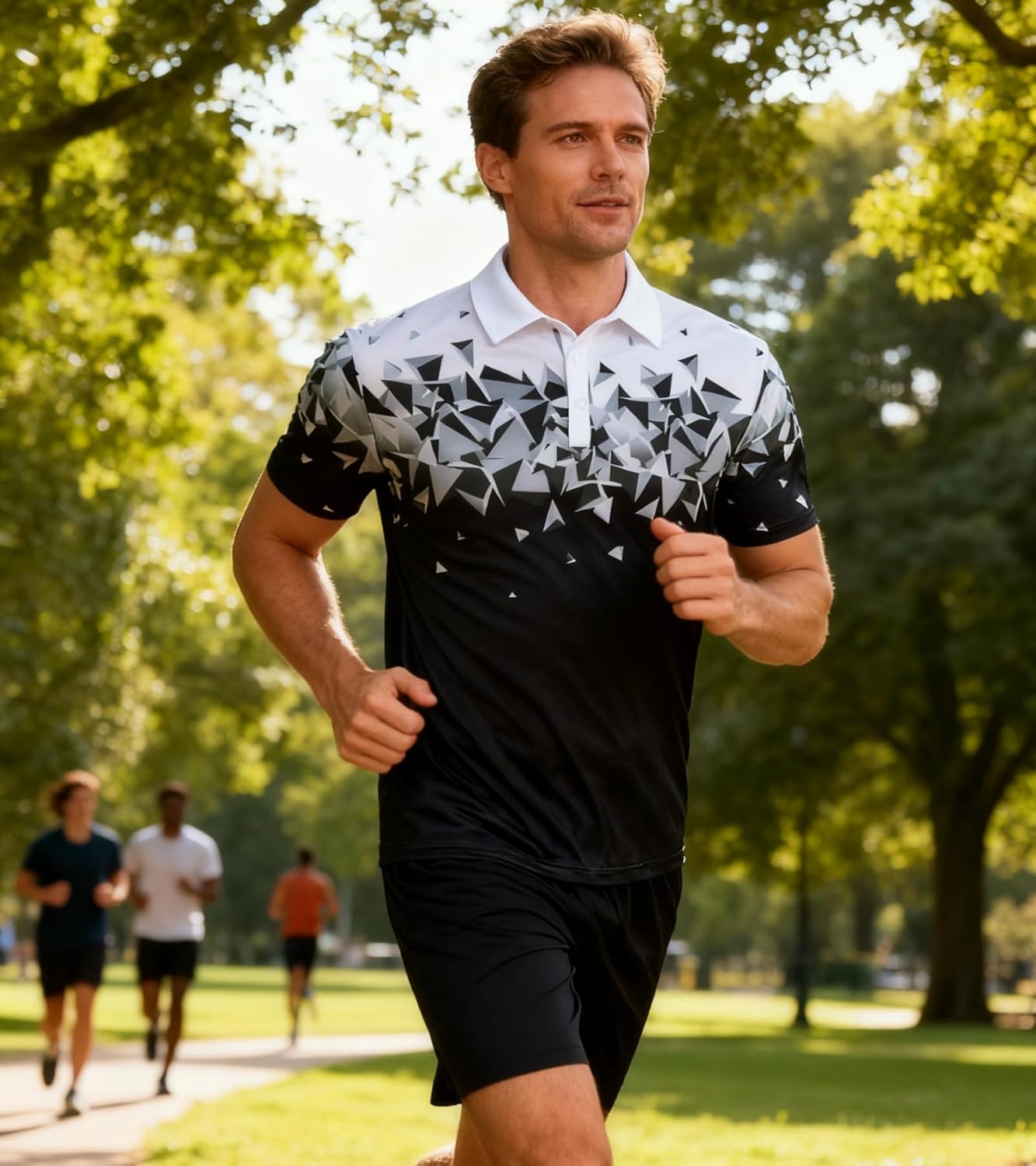 Golf Shirts for Men Short Sleeve Dry Fit Moisture Wicking Performance Print Polo Shirt for Tennis Hiking Camping - Image 2