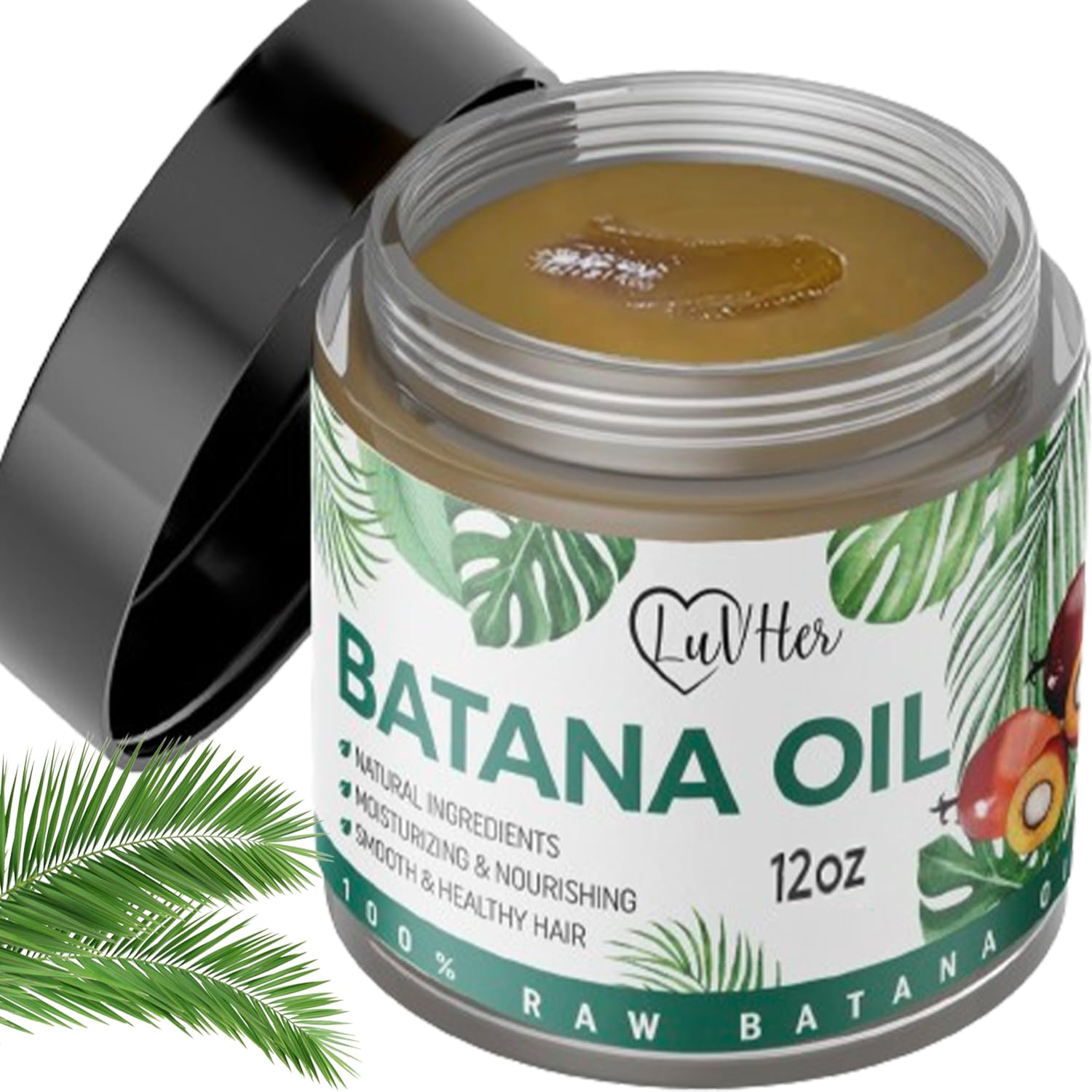 LuvHer Raw Batana Oil for Hair Growth, 100% Raw 12oz Dr Sebi Batana Oil Pure Organic Natural unrefined oil from Honduras Conditioner Thicker Hair Nourishment to Prevent Hair Loss X-Large