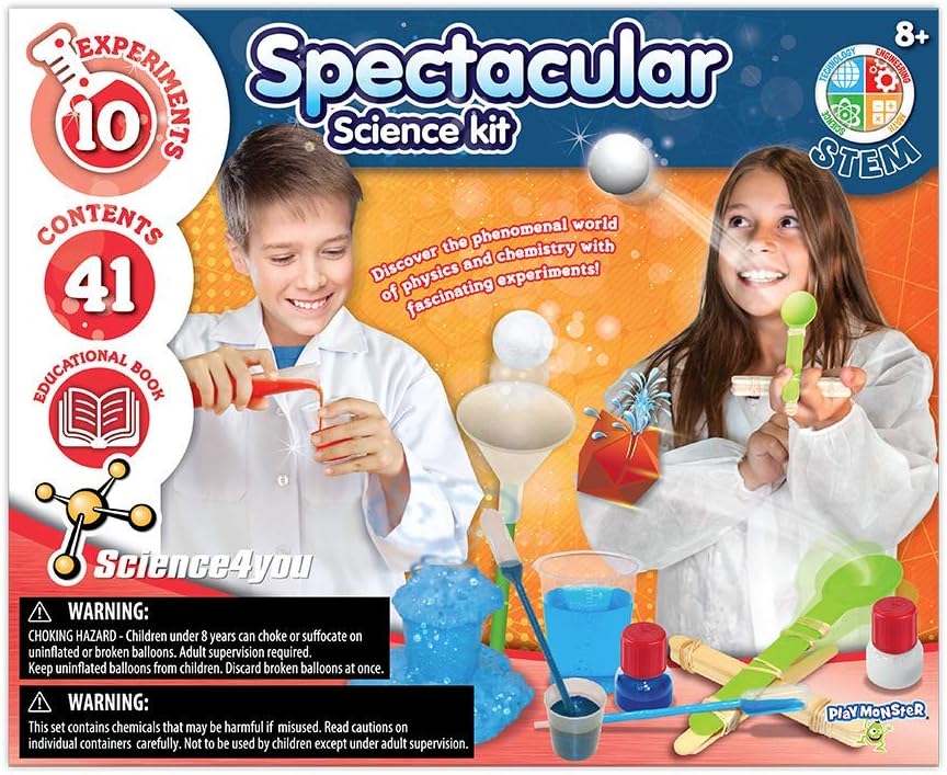 PlayMonsterScience4you - Spectacular Science -- 10 Experiments to Discover Physics and Chemistry -- Fun, Education Activity for Kids Ages 8+