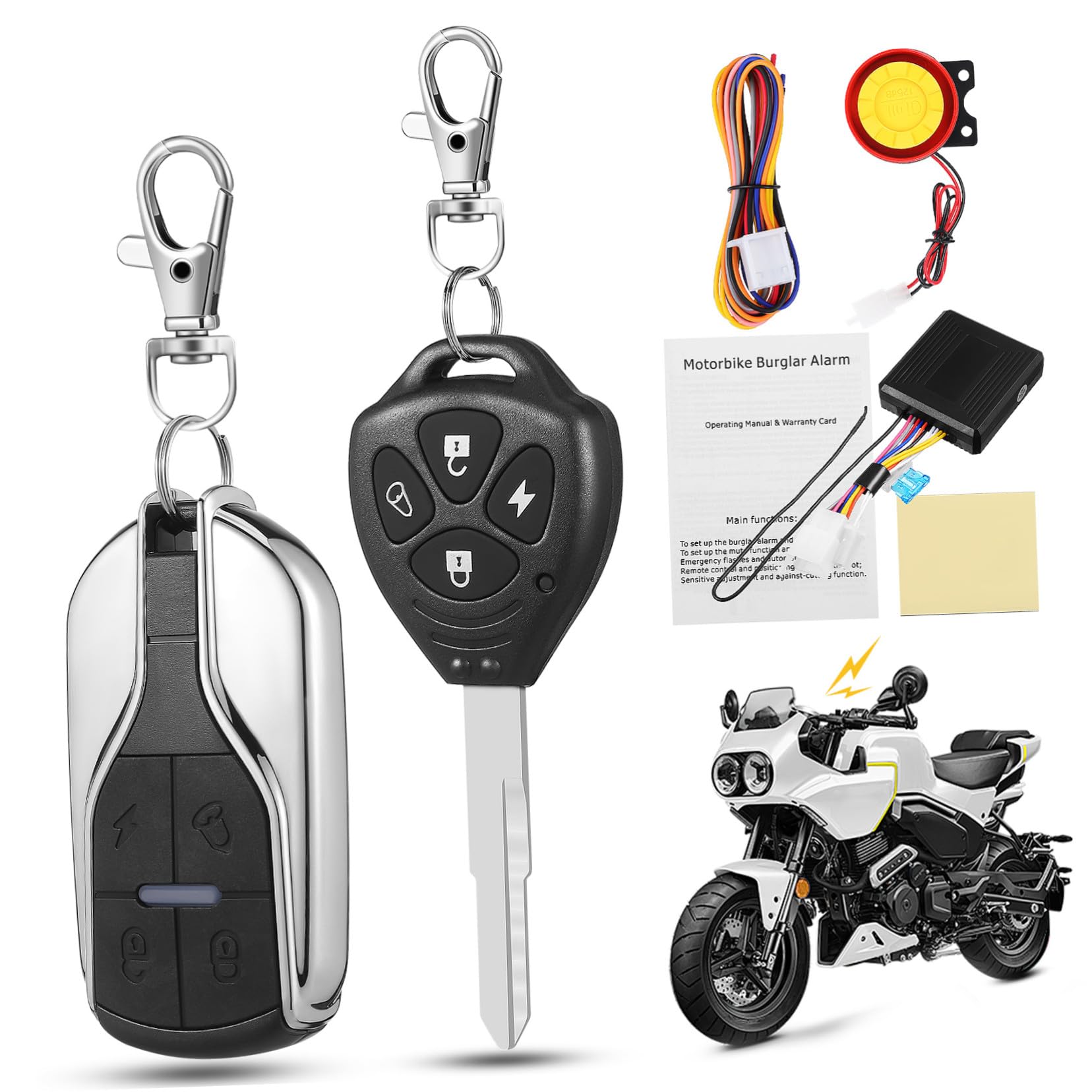 Allarme Antifurto per Moto con Avviamento Remoto 315mhz Abs | Antifurto per Moto con Telecomando, Funzione Low Power, Batteria Inclusa e Controller Remoto