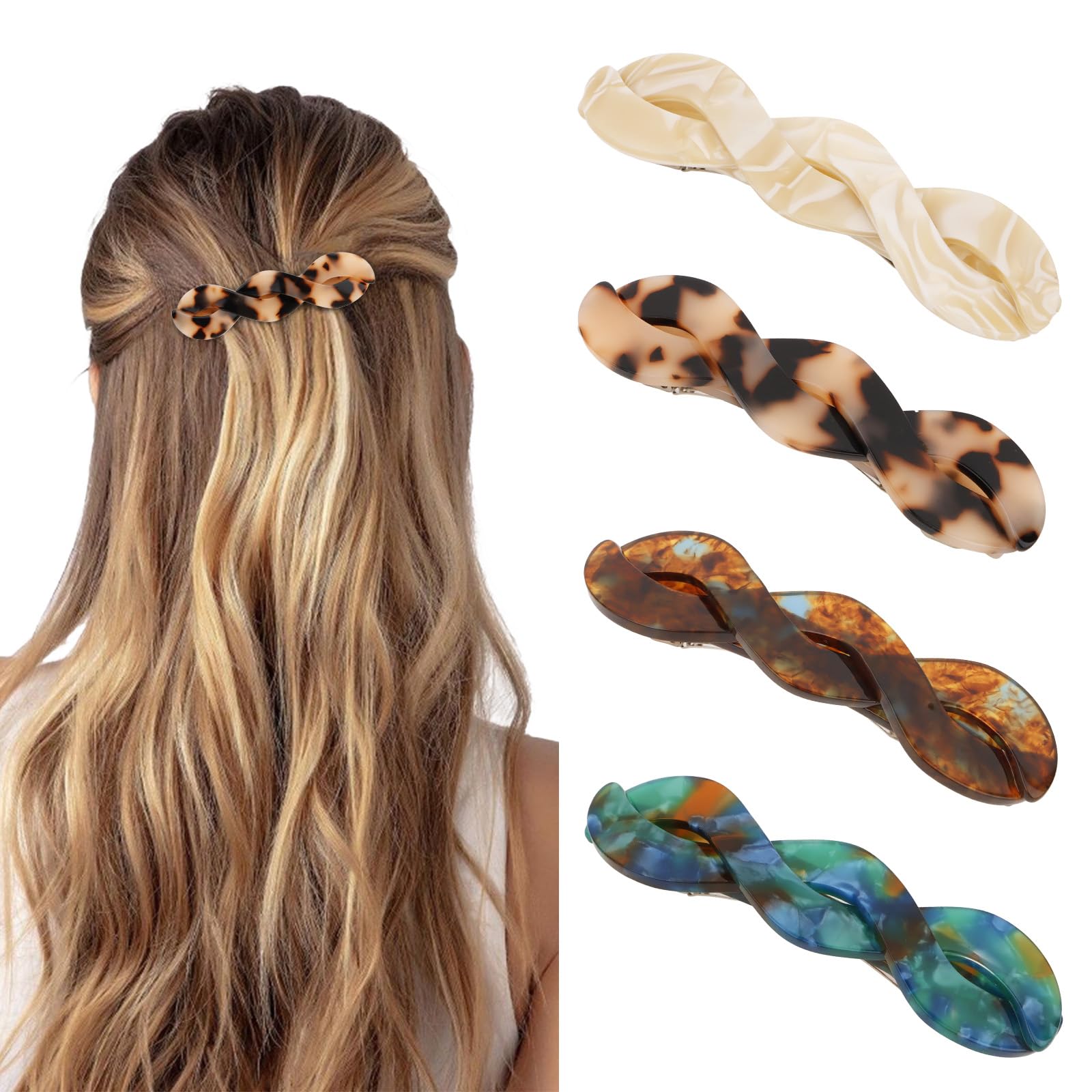 Amariver Hair Barrettes for Women 4Pack Vintage Hair Clips Non Slip French Hair Clip Barrettes Fashion Accessories for Women Girls